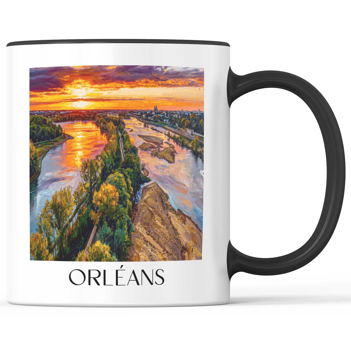 Orléans Kaffeebecher - Val de Loire - Frankreich Becher - Kaffeetasse im Ölgemälde Stil