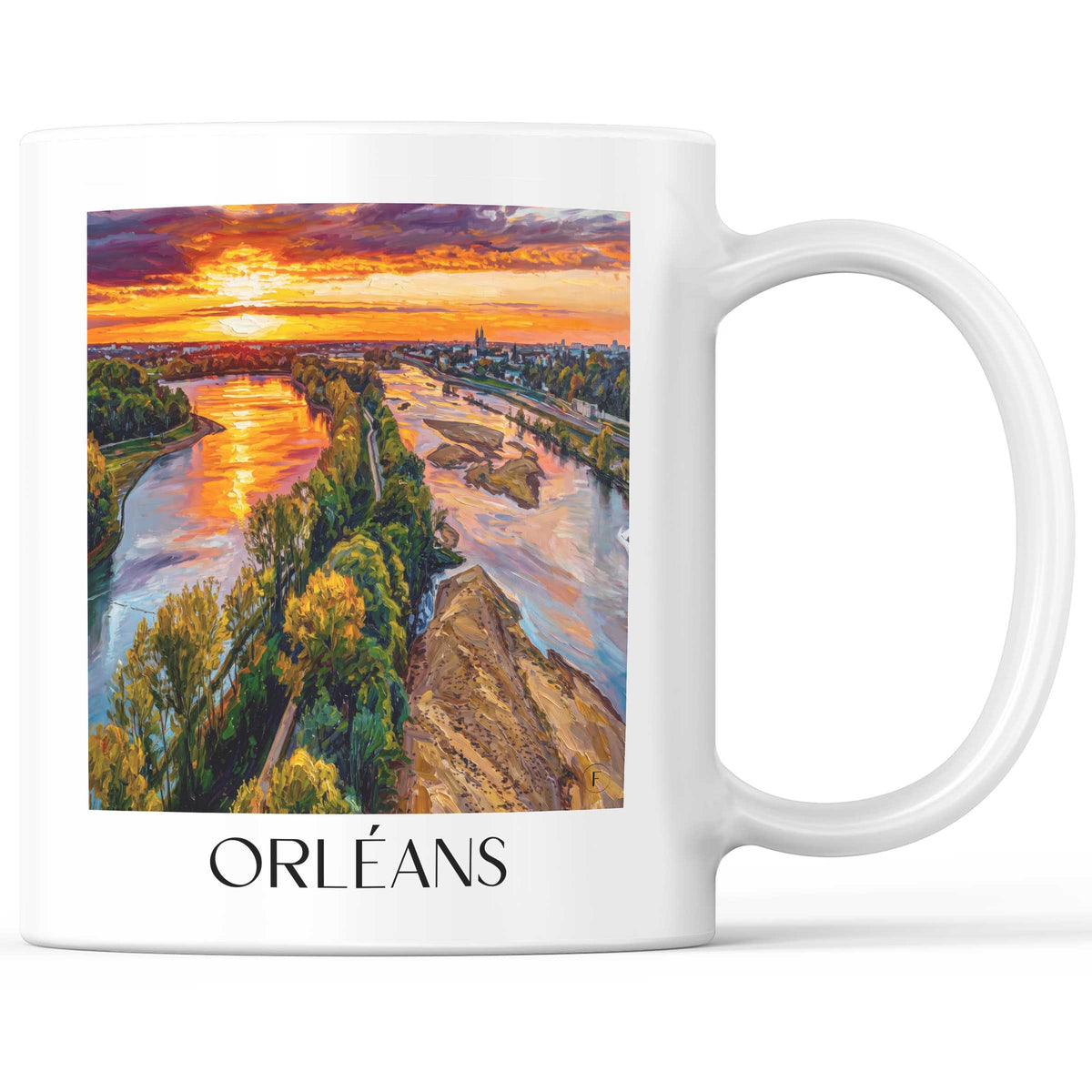 Orléans Kaffeebecher - Val de Loire - Frankreich Becher - Kaffeetasse im Ölgemälde Stil