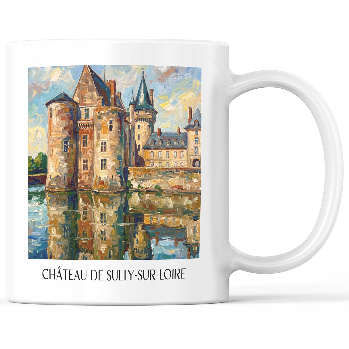 Château de Sully-sur-Loire Kaffeebecher - Val de Loire - Frankreich Becher - Kaffeetasse im Ölgemälde Stil