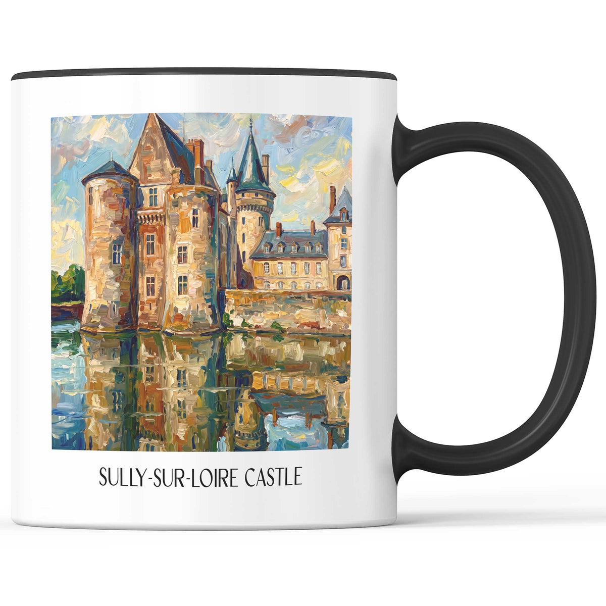 Château de Sully-sur-Loire Kaffeebecher - Val de Loire - Frankreich Becher - Kaffeetasse im Ölgemälde Stil