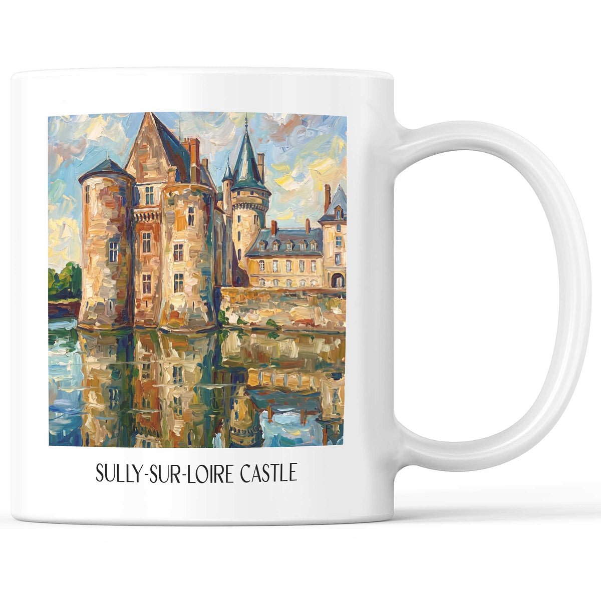 Château de Sully-sur-Loire Kaffeebecher - Val de Loire - Frankreich Becher - Kaffeetasse im Ölgemälde Stil