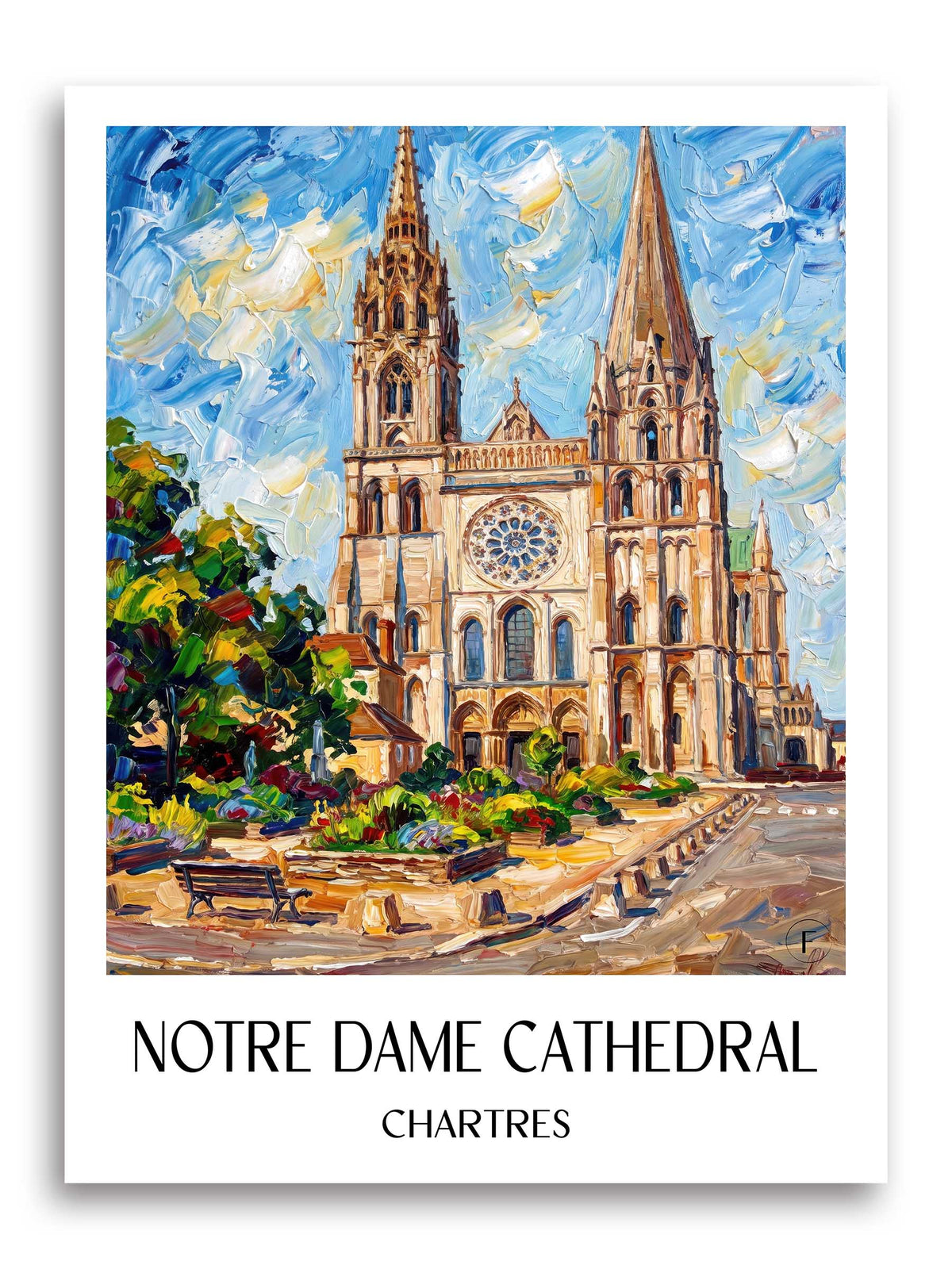 Cathédrale Notre-Dame Poster - Chartres - Frankreich Kunstdruck - Ölgemälde von A4 bis A1