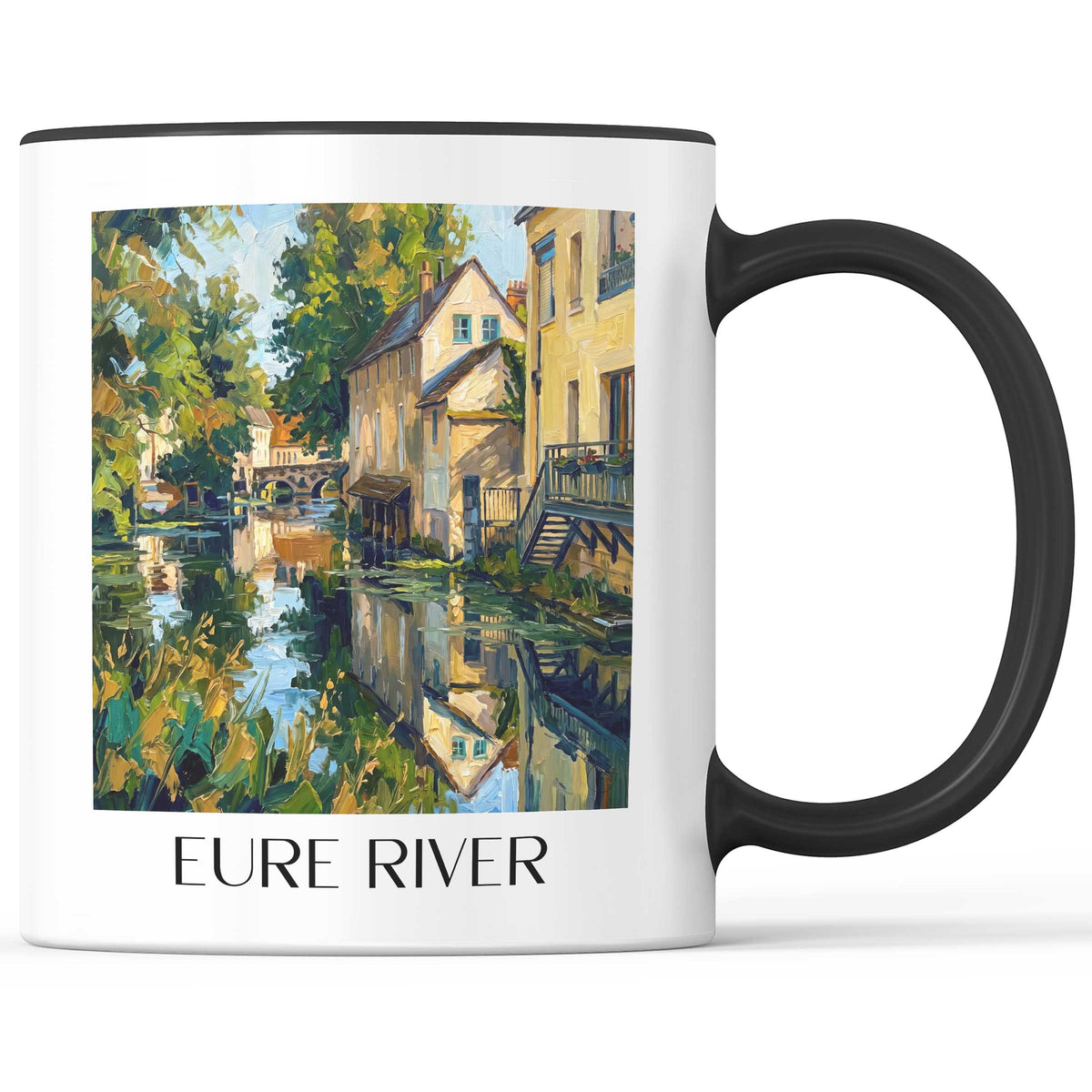 Rivière l'Eure Kaffeebecher - Chartres - Frankreich Becher - Kaffeetasse im Ölgemälde Stil