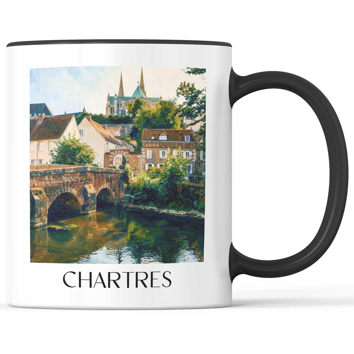Chartres Kaffeebecher - Val de Loire - Frankreich Becher - Kaffeetasse im Ölgemälde Stil