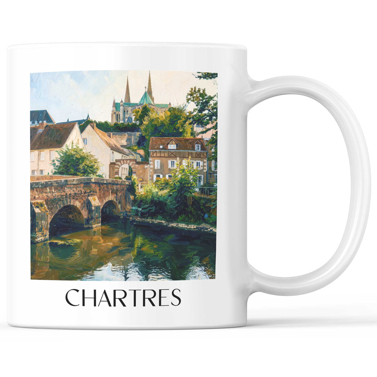 Chartres Kaffeebecher - Val de Loire - Frankreich Becher - Kaffeetasse im Ölgemälde Stil