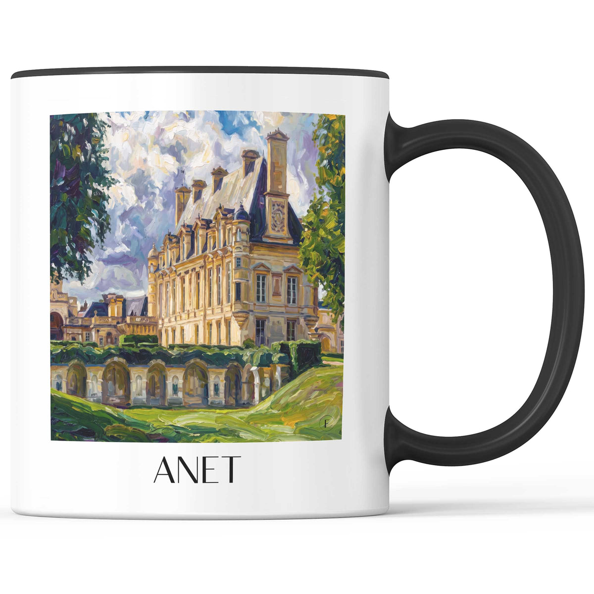 Anet Kaffeebecher - Eure-et-Loir - Frankreich Becher - Kaffeetasse im Ölgemälde Stil