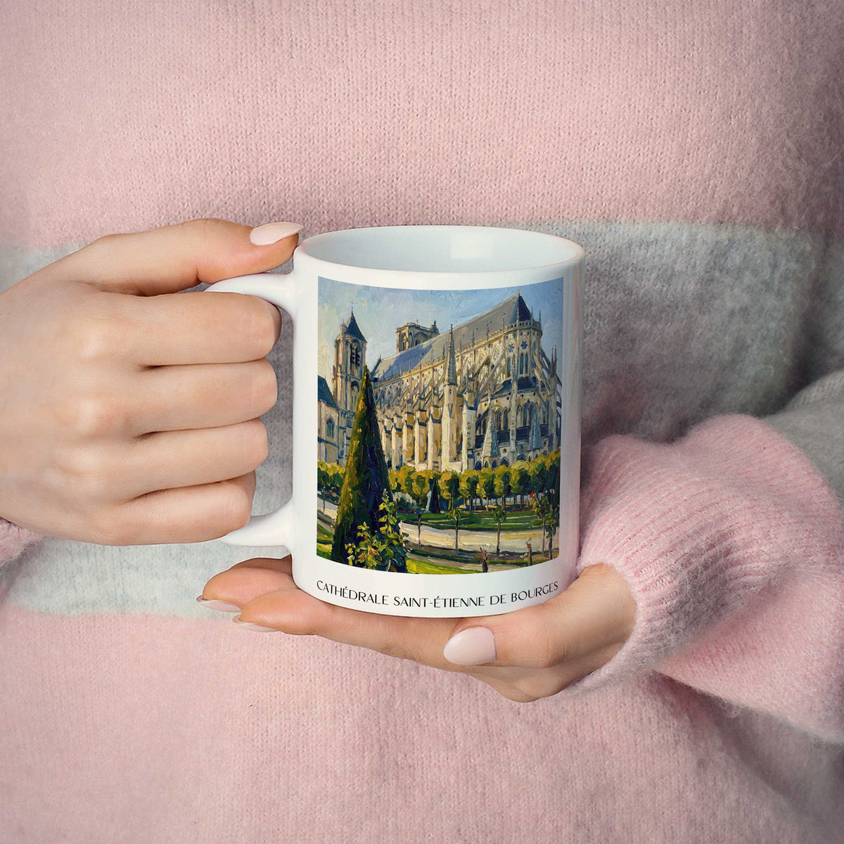 cathédrale-saint-étienne-bourges-frankreich-kaffeebecher-oil-painting-oelgemaelde