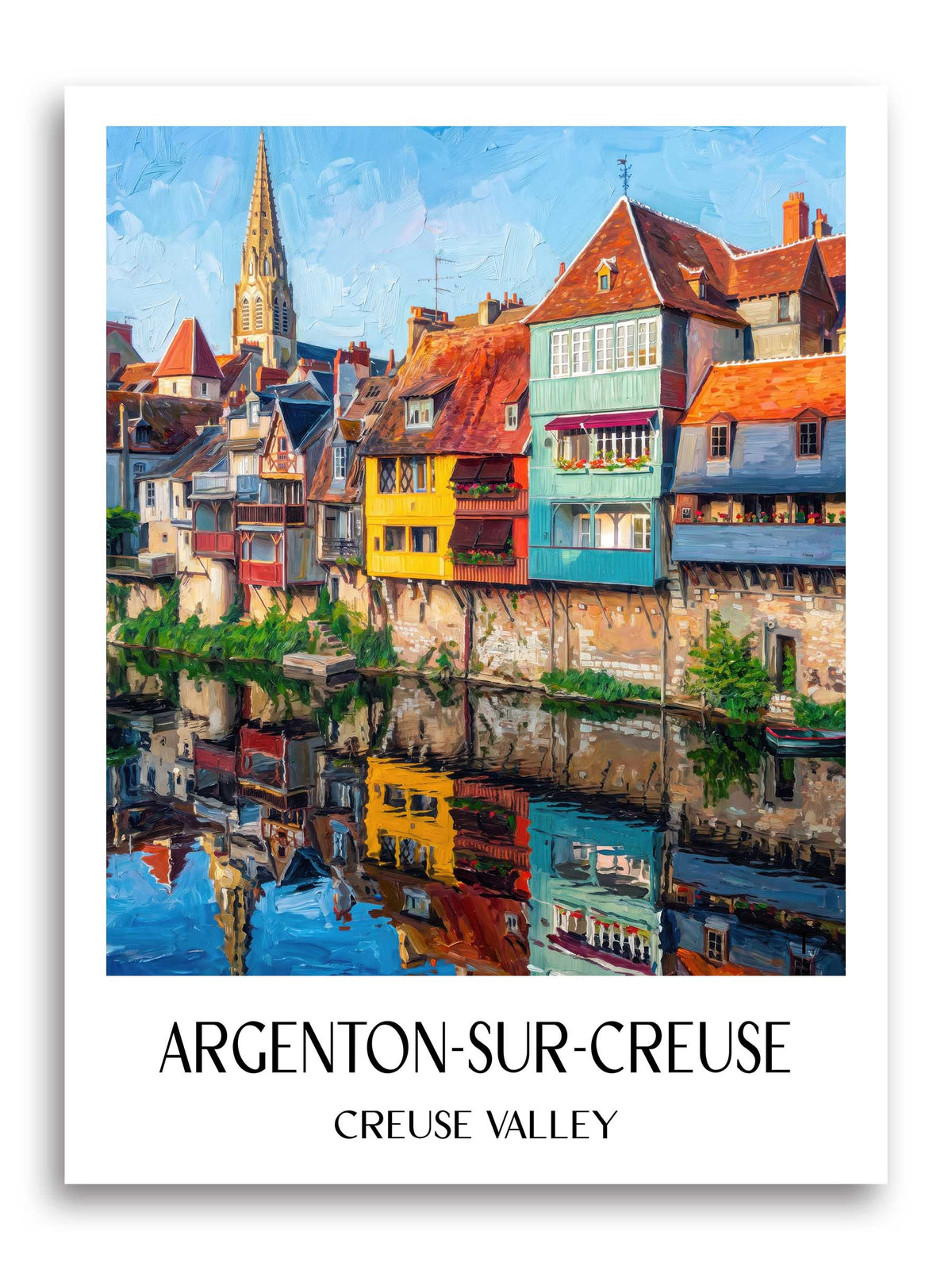 Argenton-sur-Creuse Poster - Vallée de la Creuse - Frankreich Kunstdruck - Ölgemälde von A4 bis A1