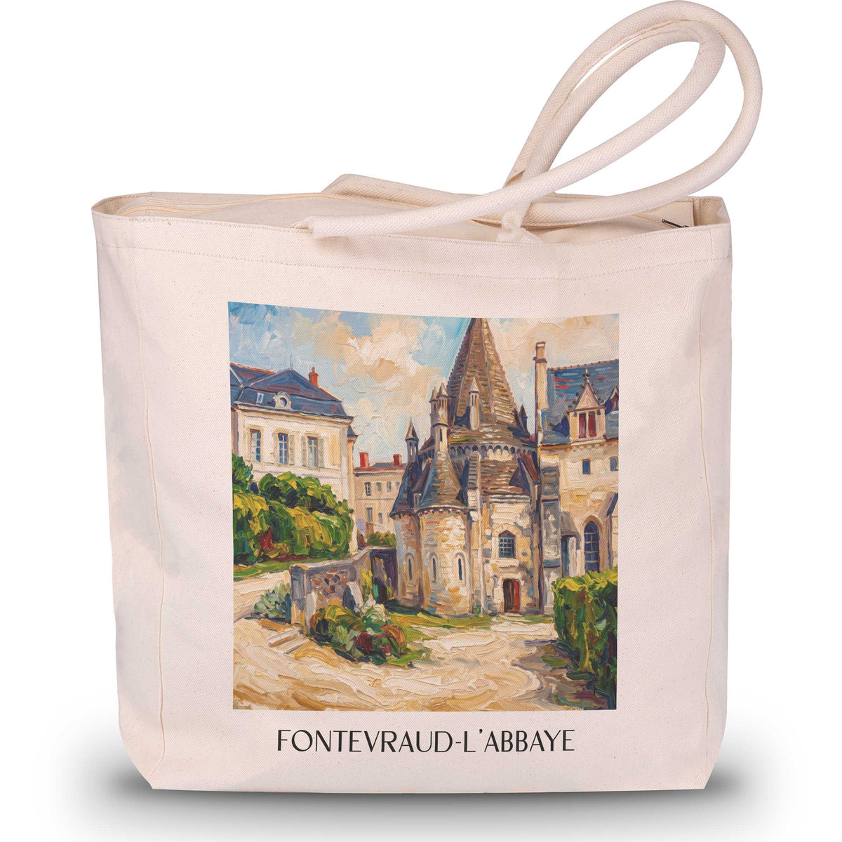 fontevraud-l'abbaye-val-de-loire-frankreich-einkaufstasche-oil-painting-oelgemaelde
