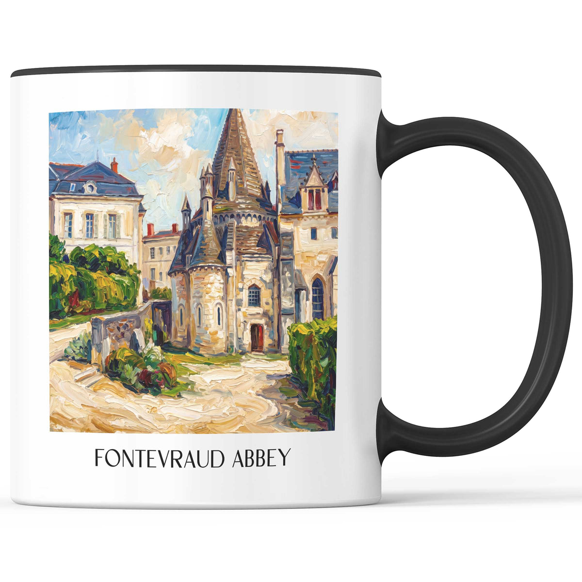 Fontevraud-l'Abbaye Kaffeebecher - Val de Loire - Frankreich Becher - Kaffeetasse im Ölgemälde Stil