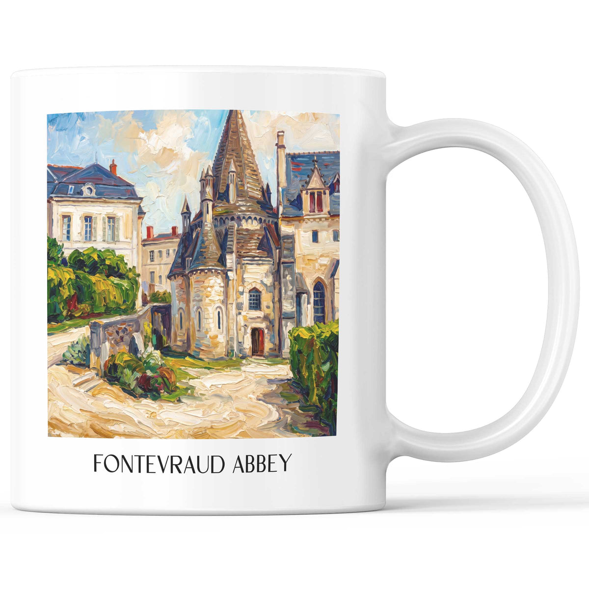 Fontevraud-l'Abbaye Kaffeebecher - Val de Loire - Frankreich Becher - Kaffeetasse im Ölgemälde Stil