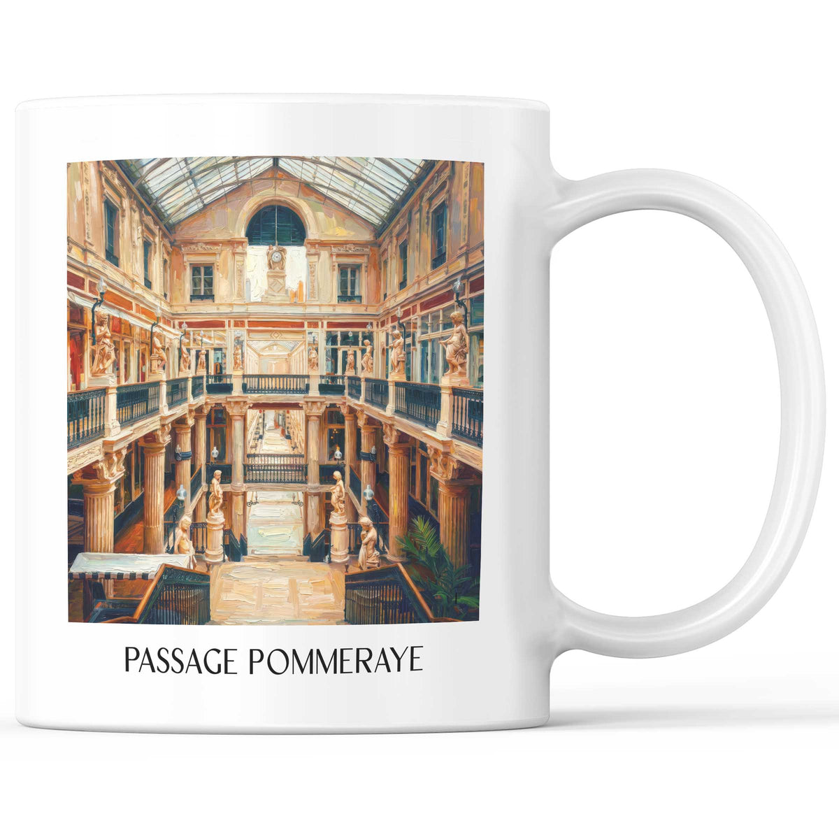 Passage Pommeraye Kaffeebecher - Nantes - Frankreich Becher - Kaffeetasse im Ölgemälde Stil