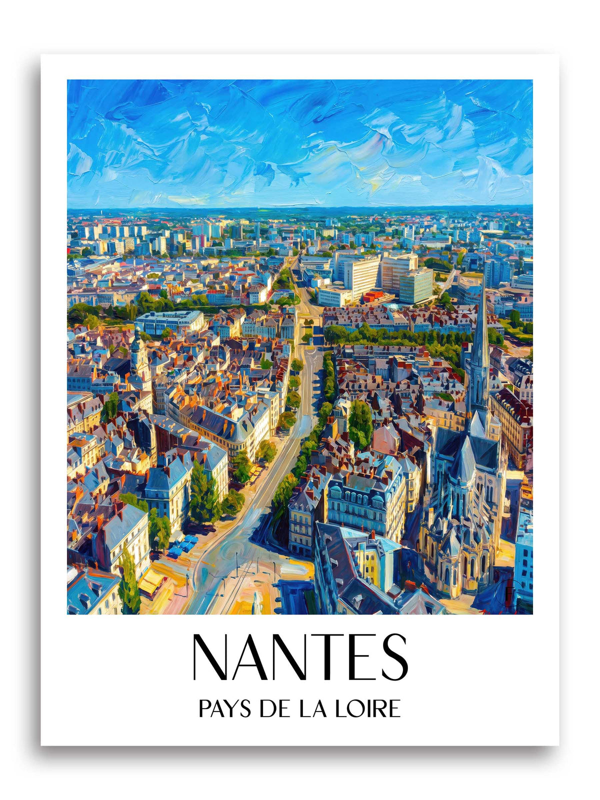 Nantes Poster - Pays de la Loire - Frankreich Kunstdruck - Ölgemälde von A4 bis A1