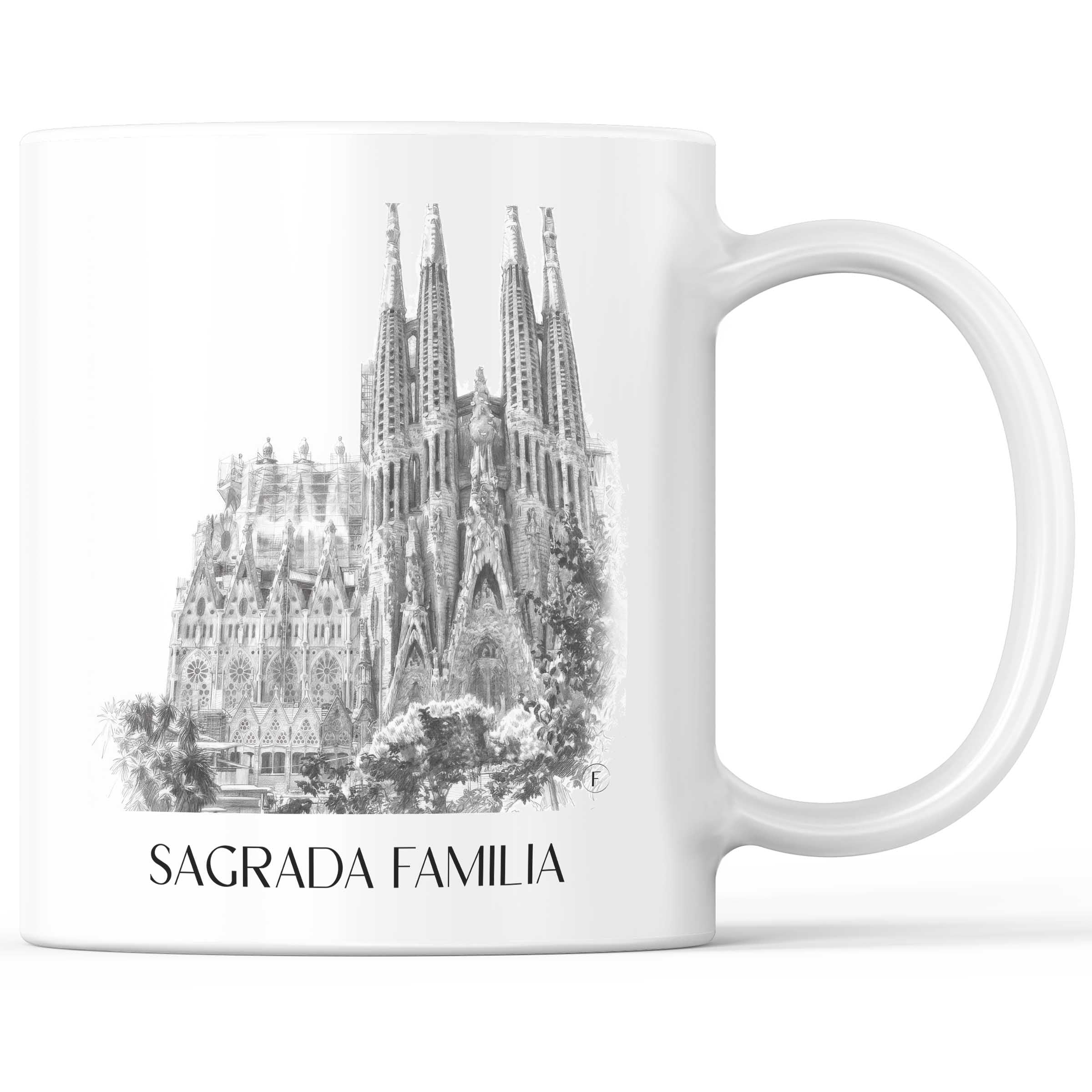 Sagrada Familia Kaffeebecher - Barcelona - Spanien Becher - Kaffeetasse im Zeichnung Stil