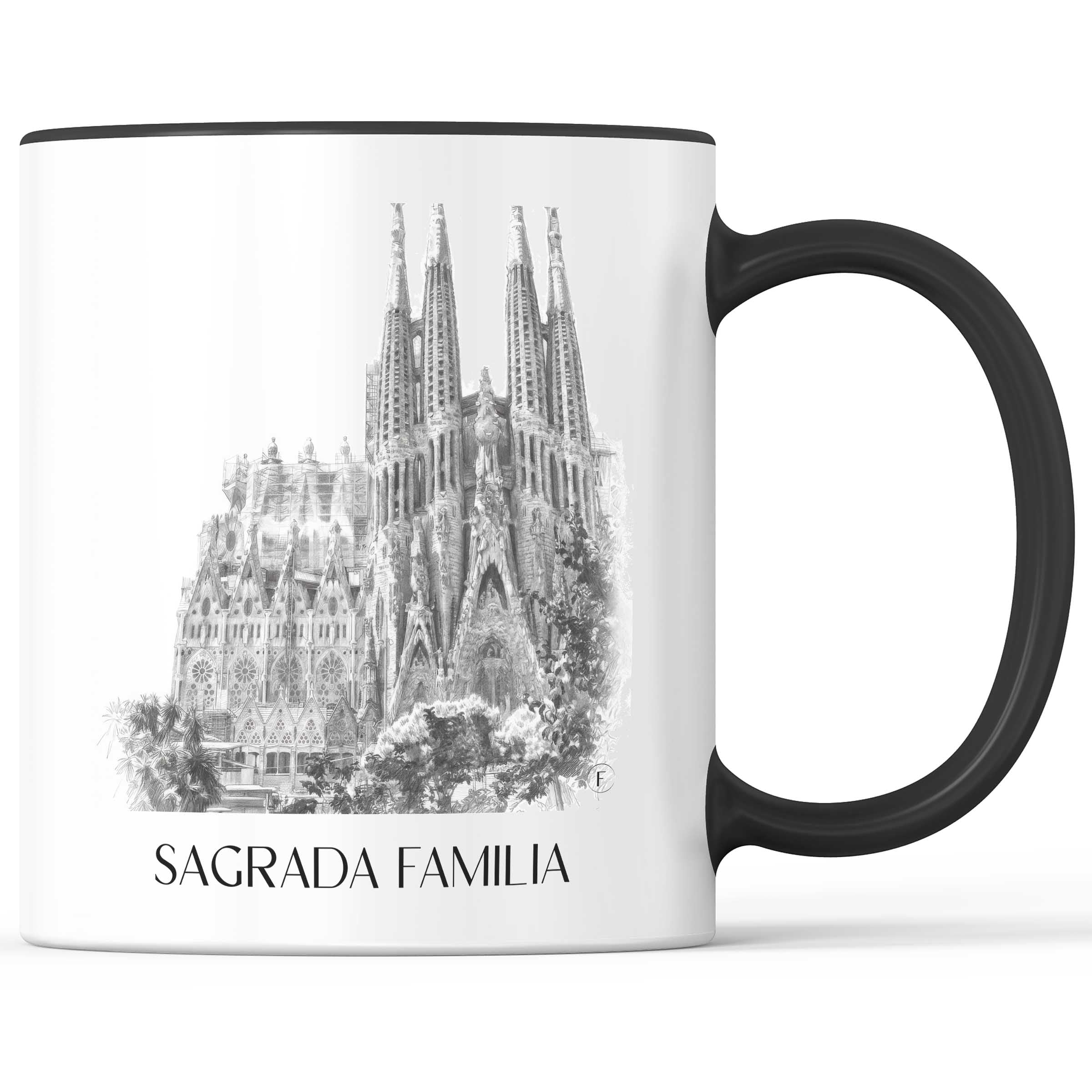 Sagrada Familia Kaffeebecher - Barcelona - Spanien Becher - Kaffeetasse im Zeichnung Stil