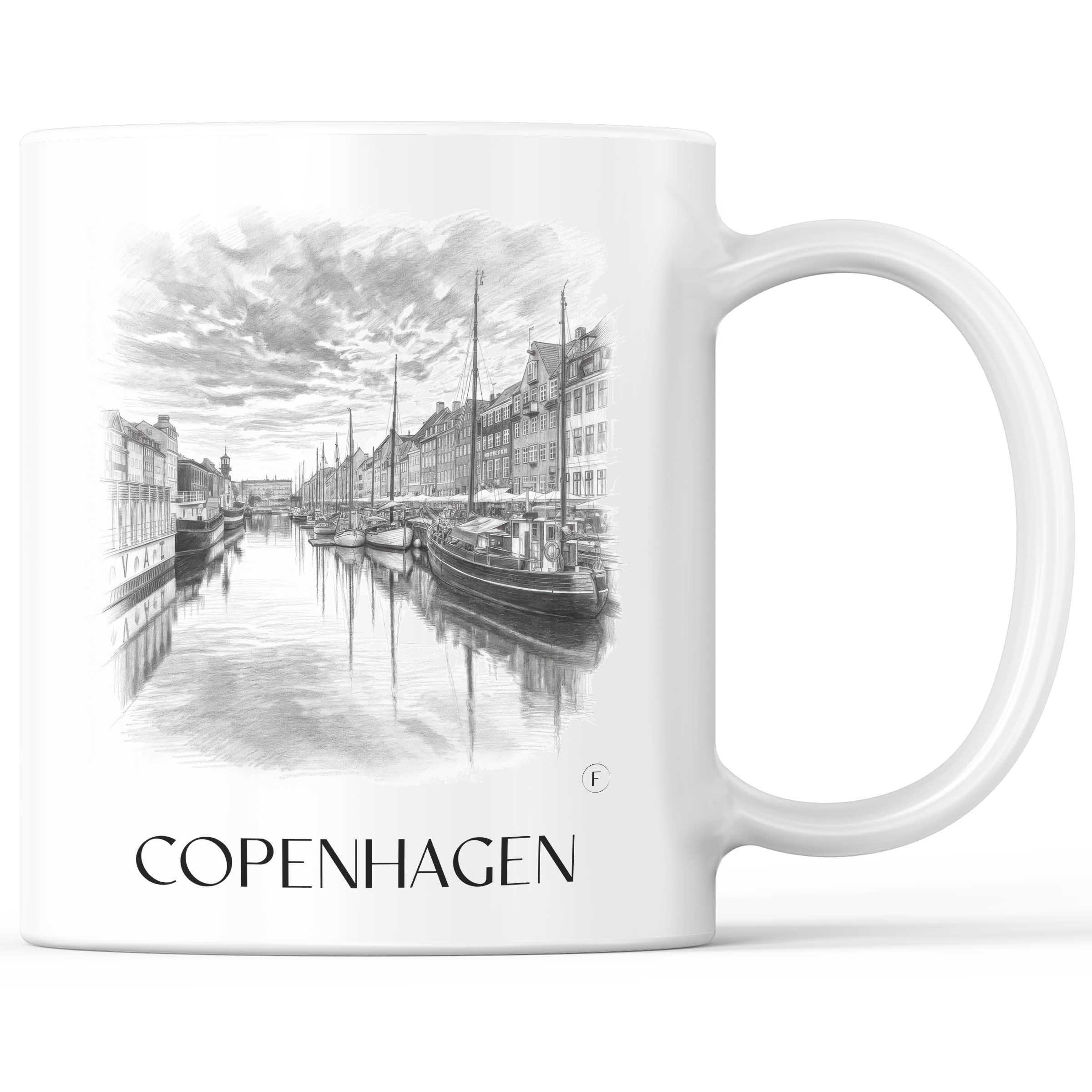 Kopenhagen - Dänemark Becher - Kaffeetasse im Zeichnung Stil