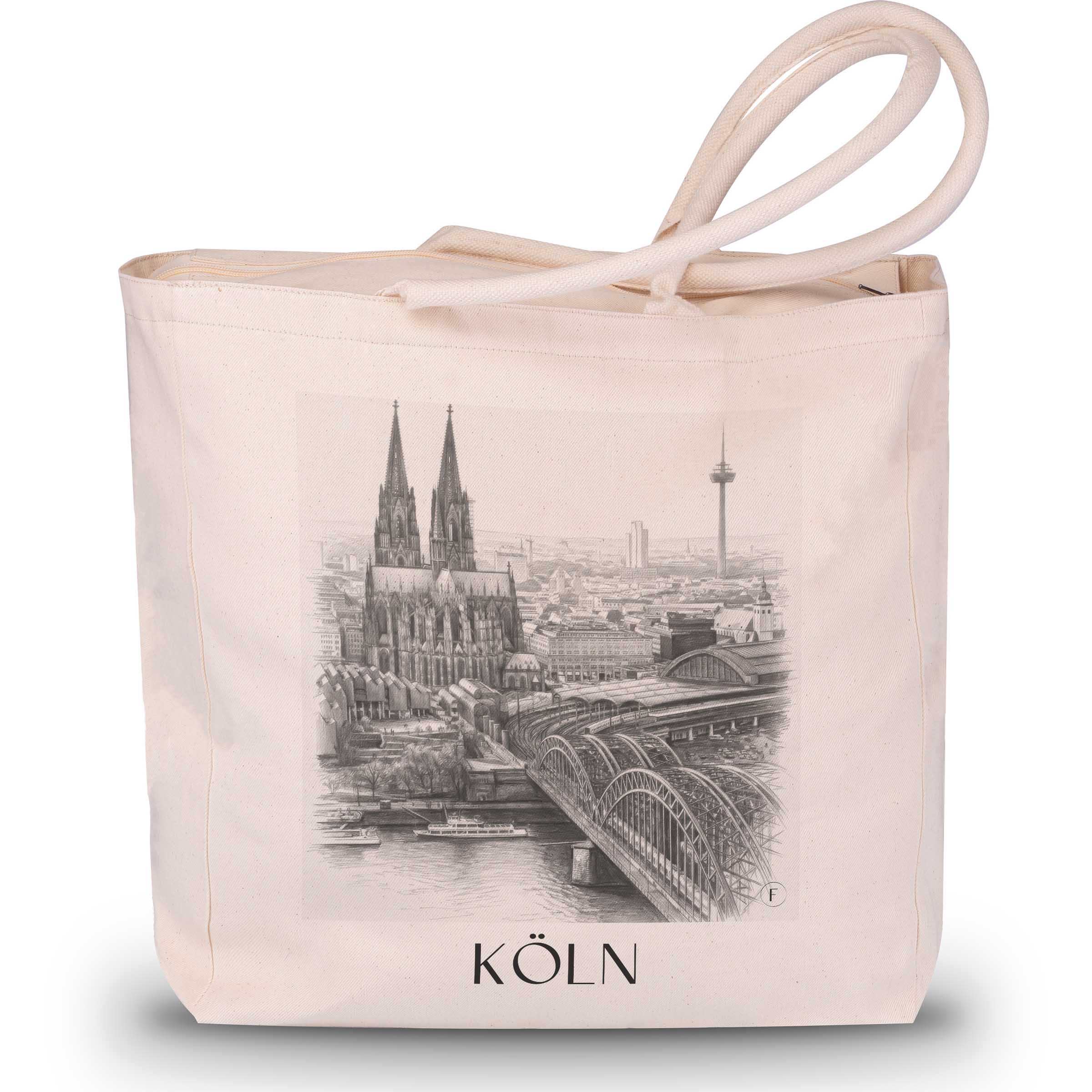 köln-deutschland-einkaufstasche-bleistift-zeichnung-drawing