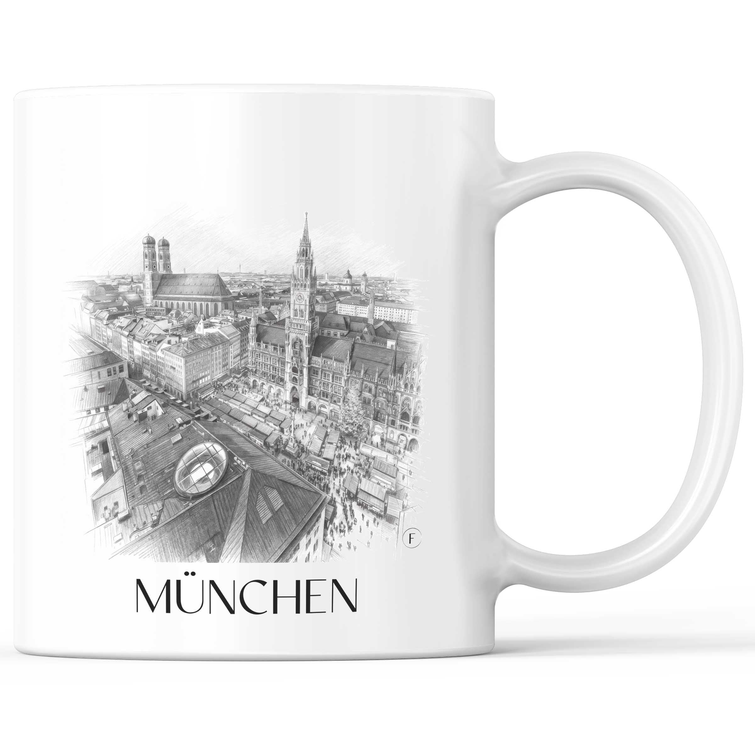 München - Deutschland Becher - Kaffeetasse im Zeichnung Stil