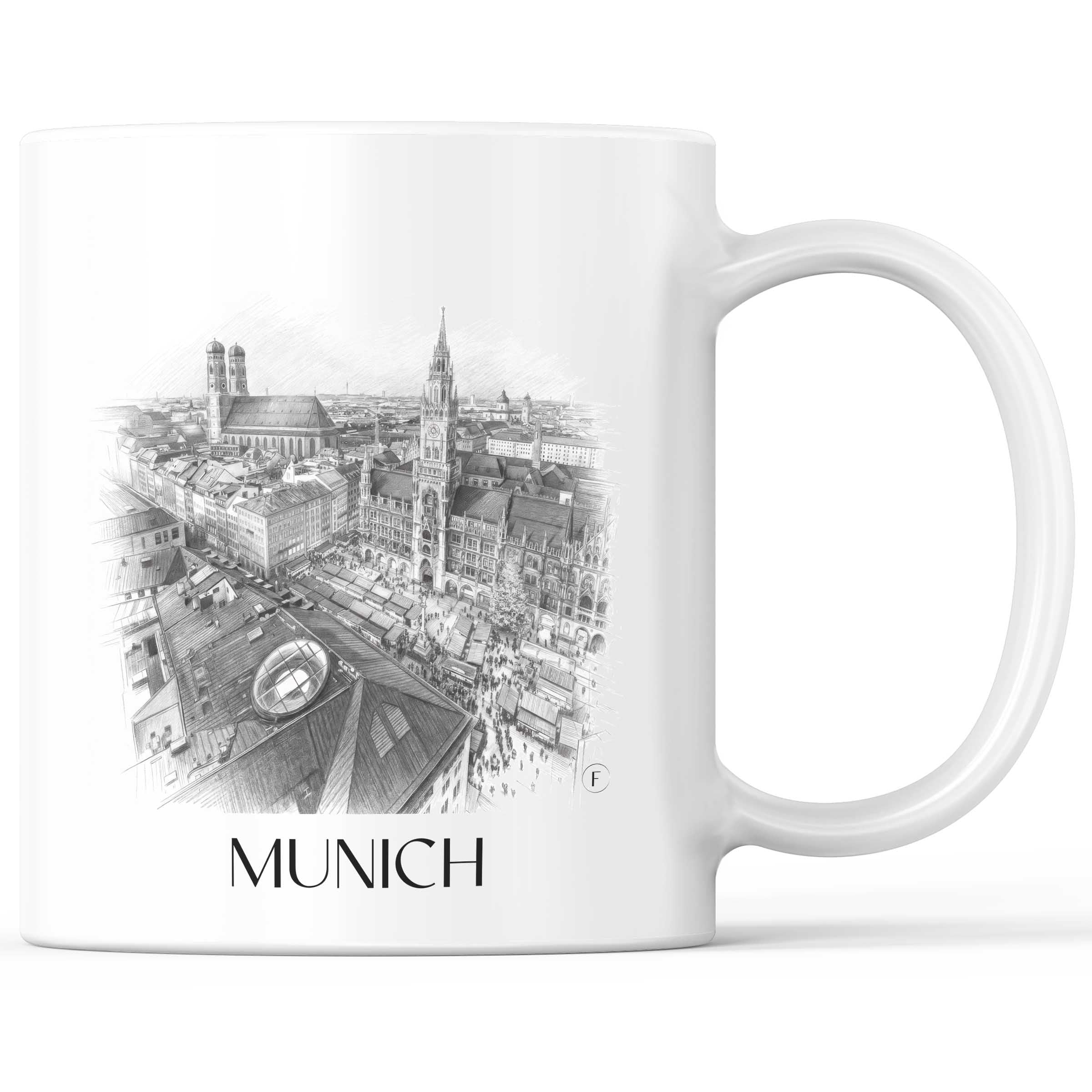 München - Deutschland Becher - Kaffeetasse im Zeichnung Stil