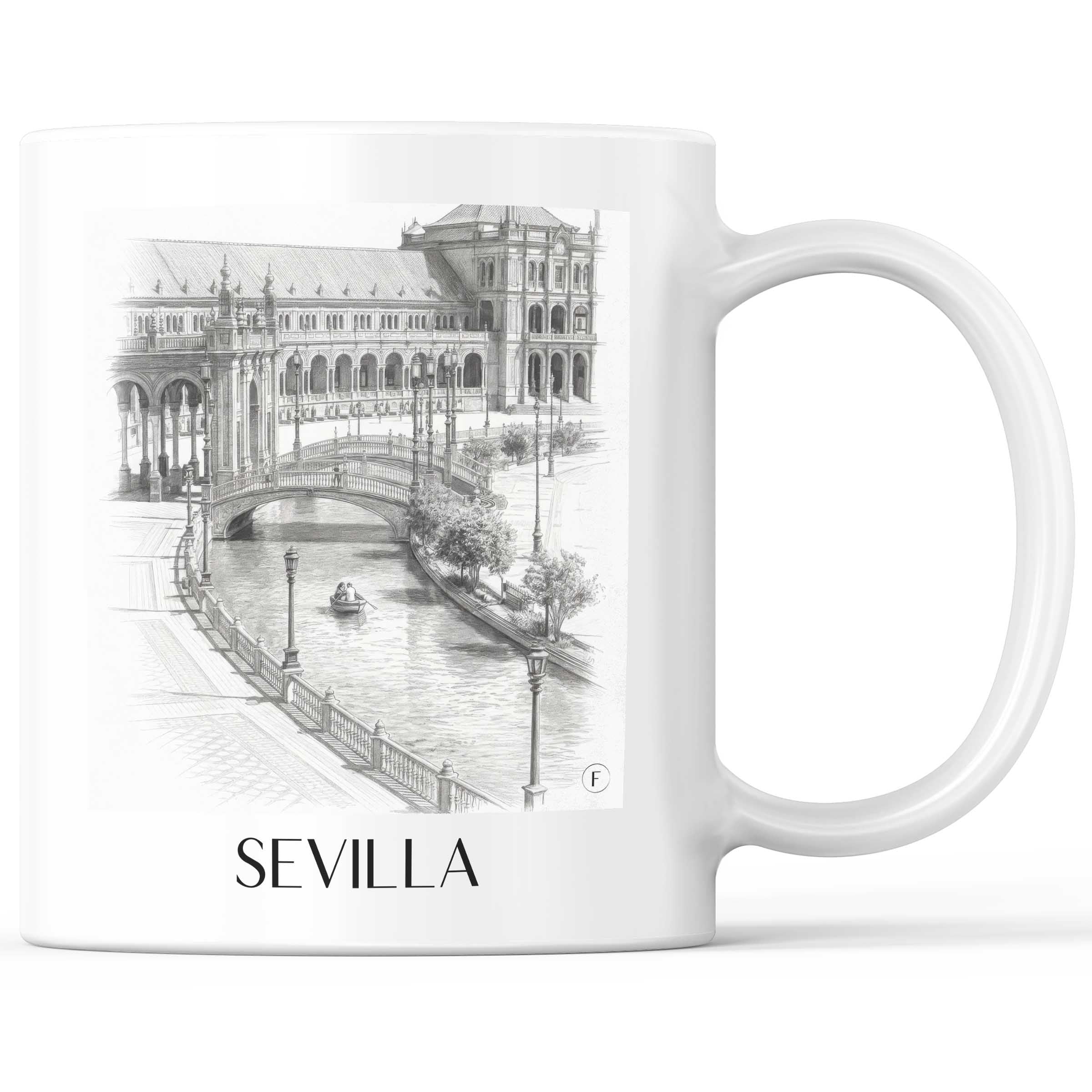 Sevilla - Spanien Becher - Kaffeetasse im Zeichnung Stil