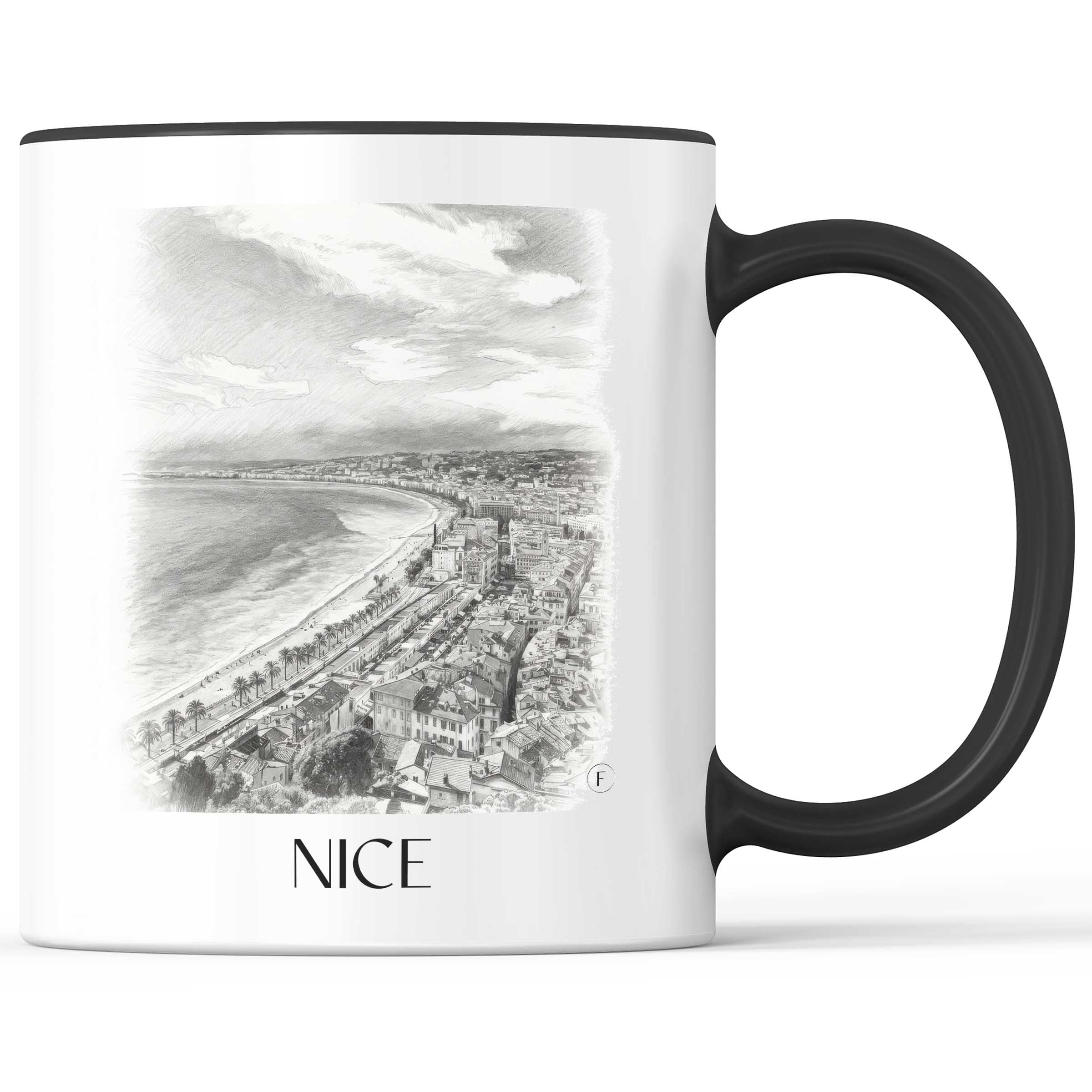 Nizza - Frankreich Becher - Kaffeetasse im Zeichnung Stil