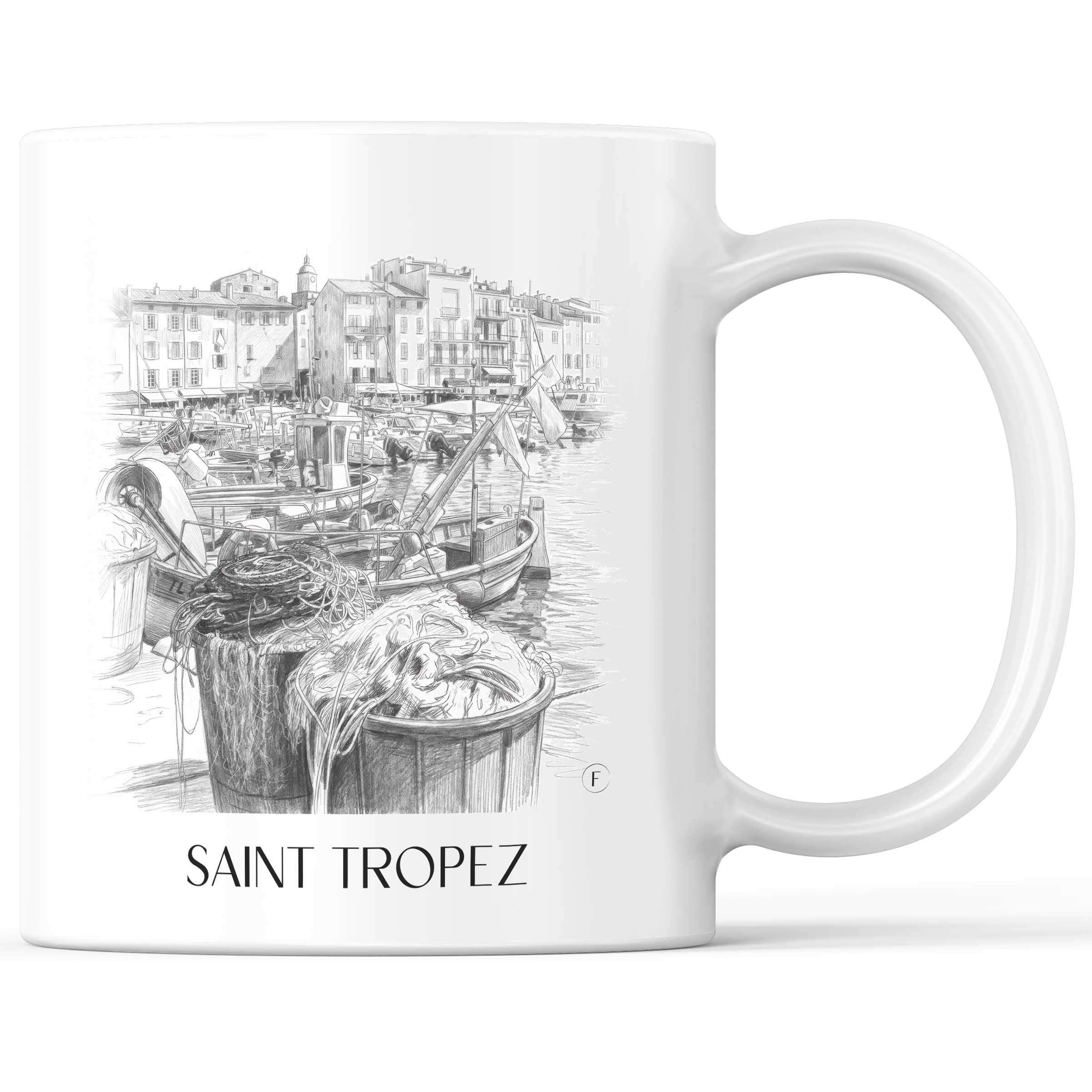 Saint Tropez - Frankreich Becher - Kaffeetasse im Zeichnung Stil