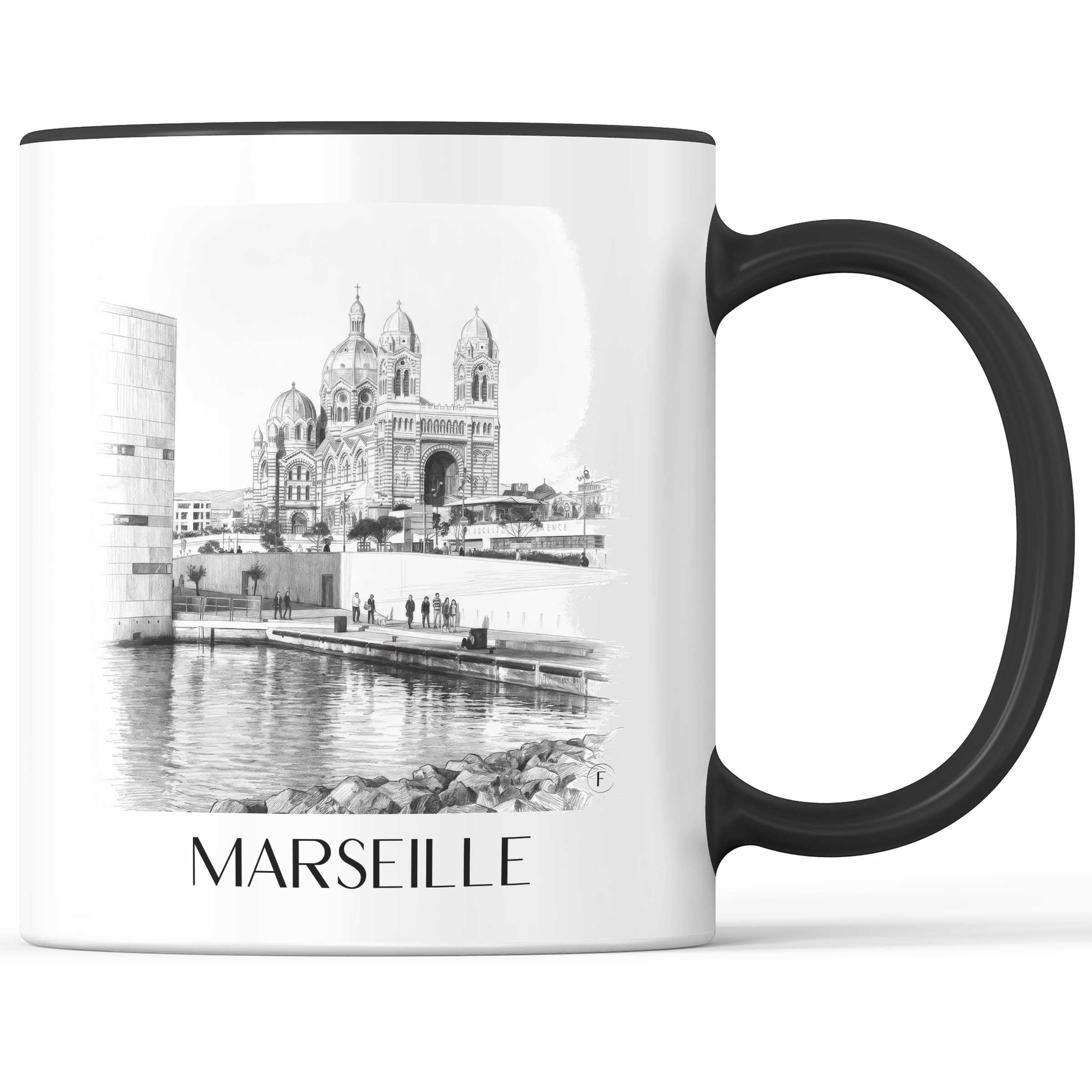 Marseille - Frankreich Becher - Kaffeetasse im Zeichnung Stil