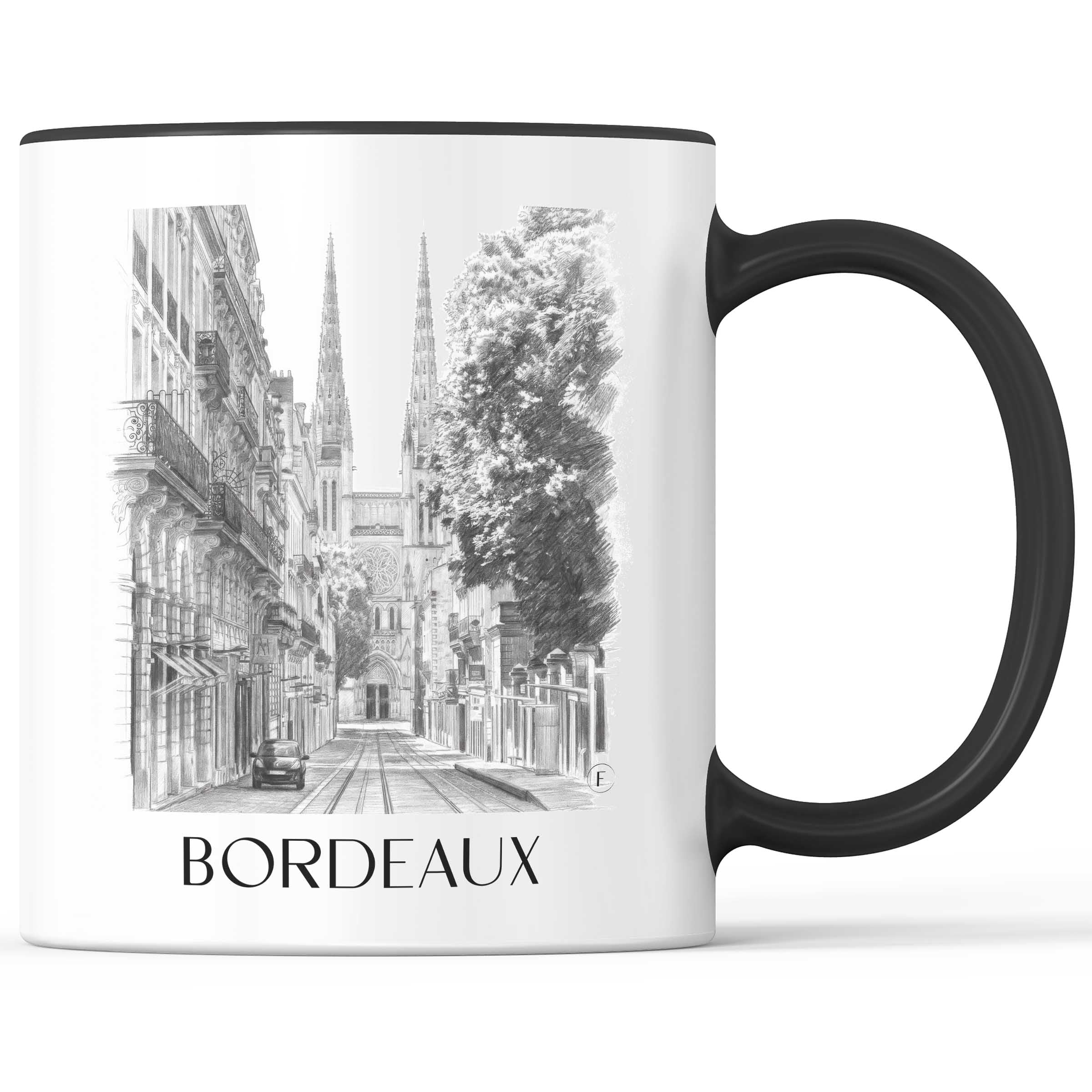 Bordeaux - Frankreich Becher - Kaffeetasse im Zeichnung Stil
