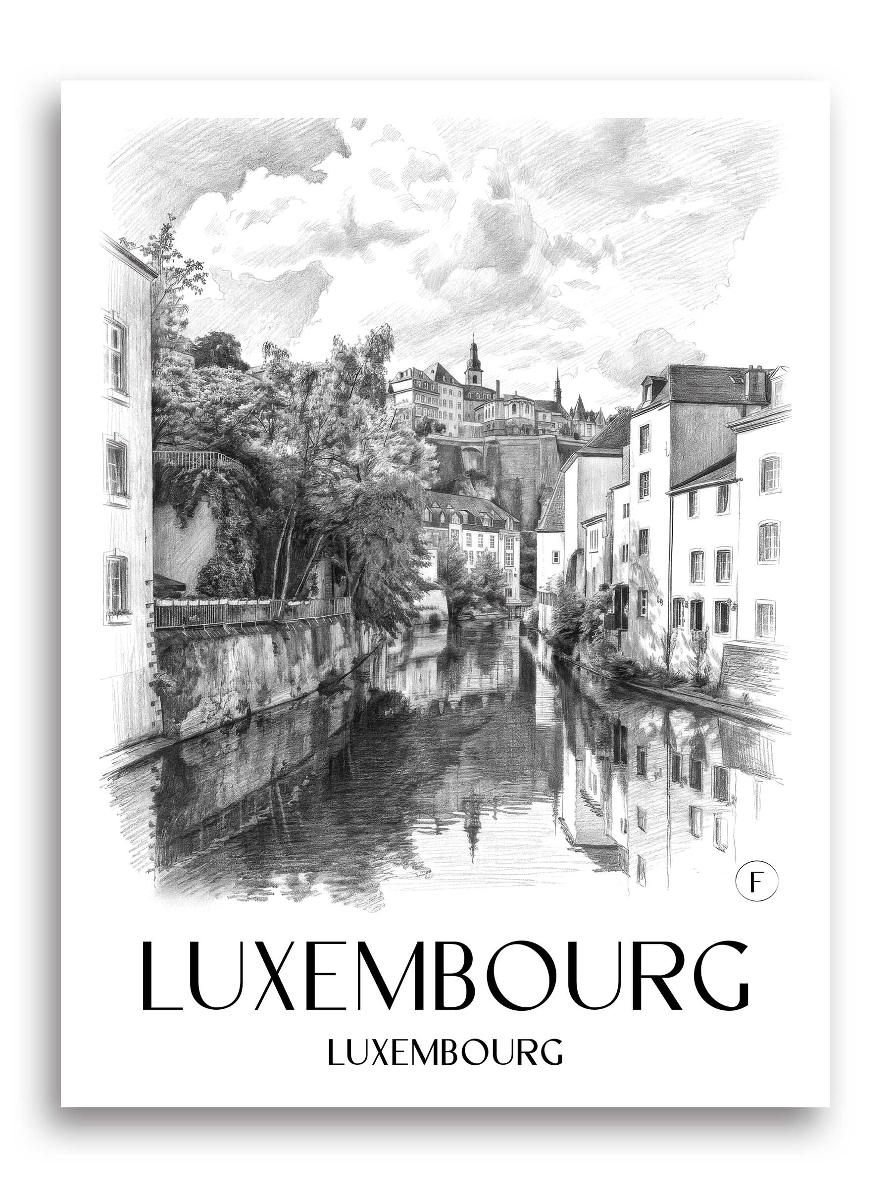 Luxemburg Poster - - Luxemburg Kunstdruck - Zeichnung von A4 bis A1