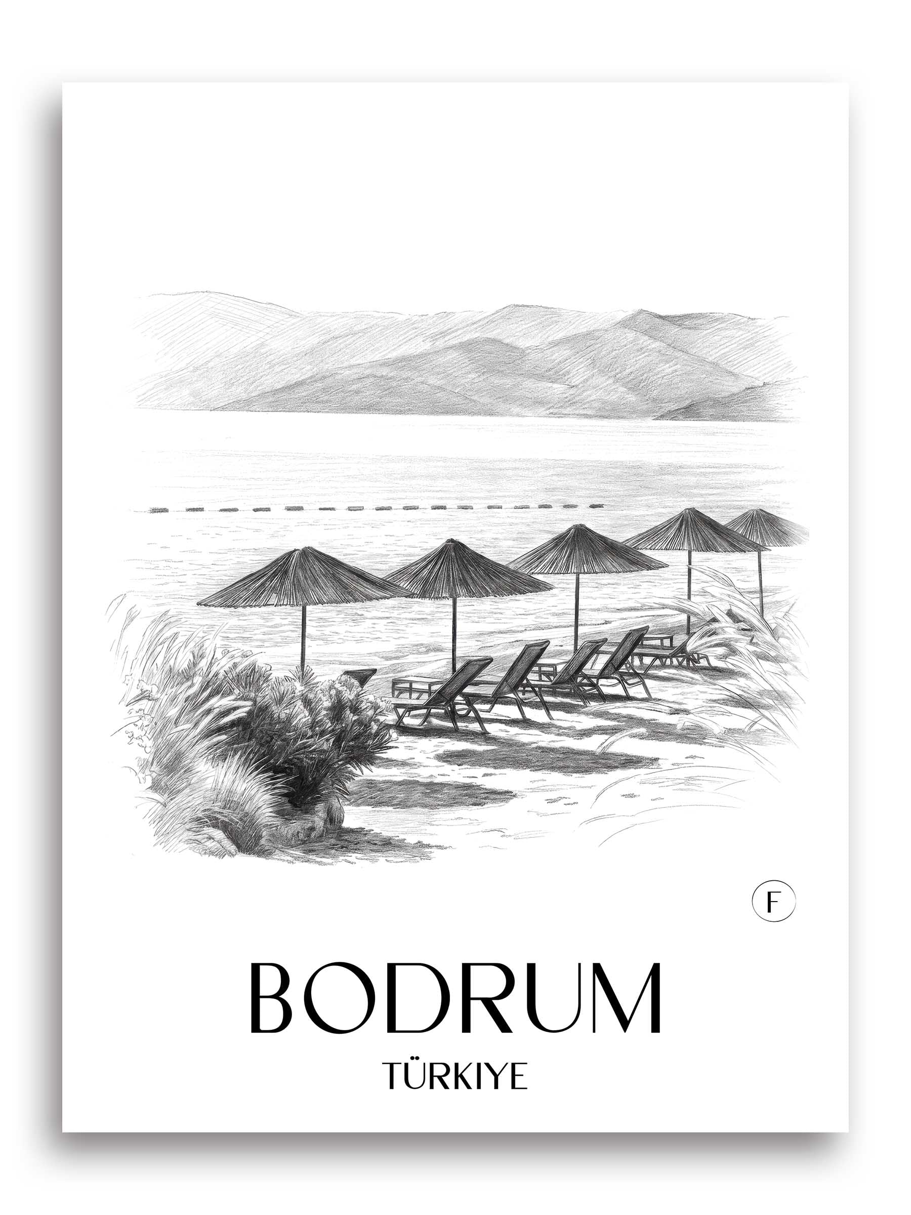 Bodrum Poster - - Türkei Kunstdruck - Zeichnung von A4 bis A1