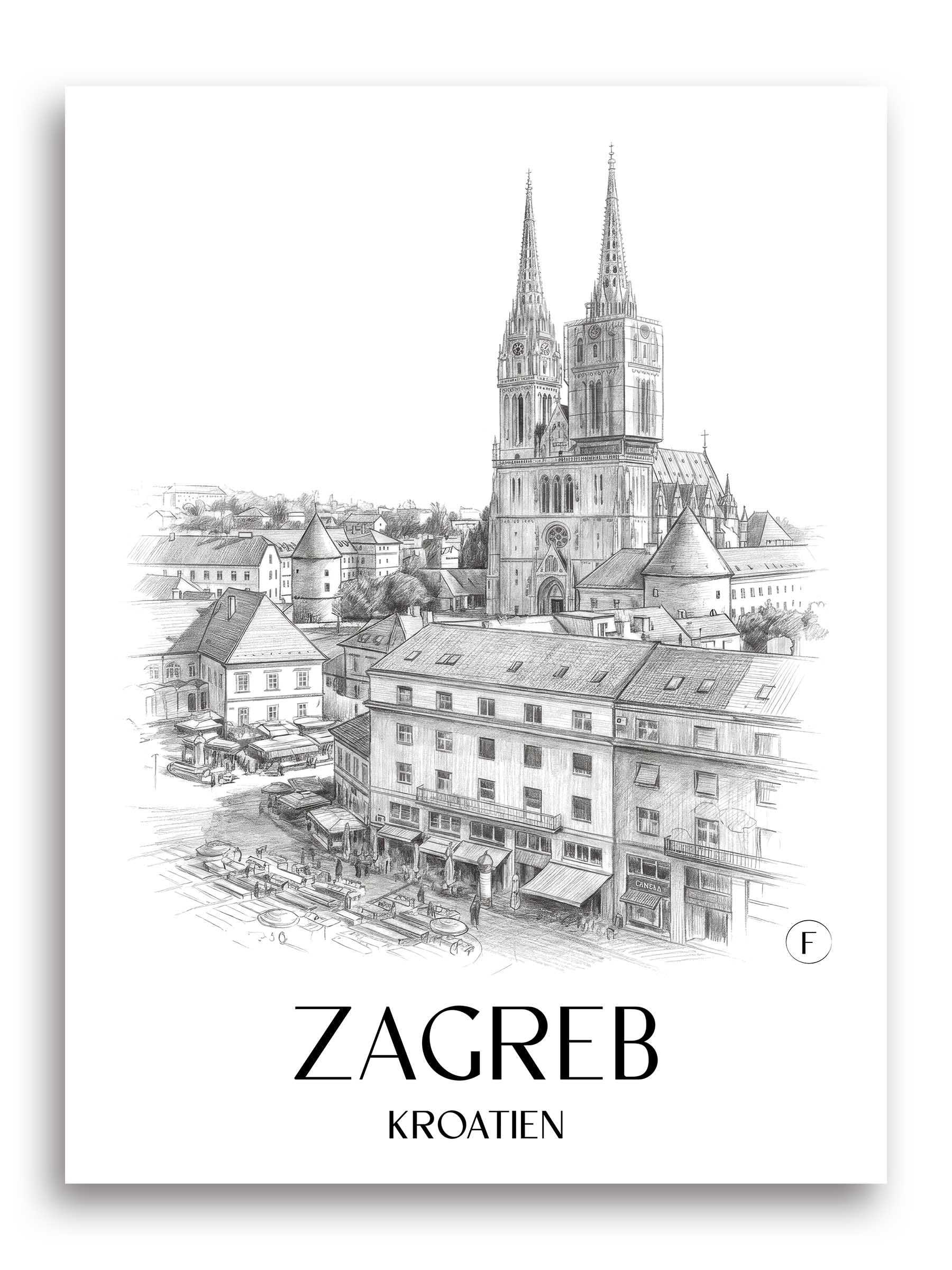 zagreb-kroatien-poster-bleistift-zeichnung-drawing