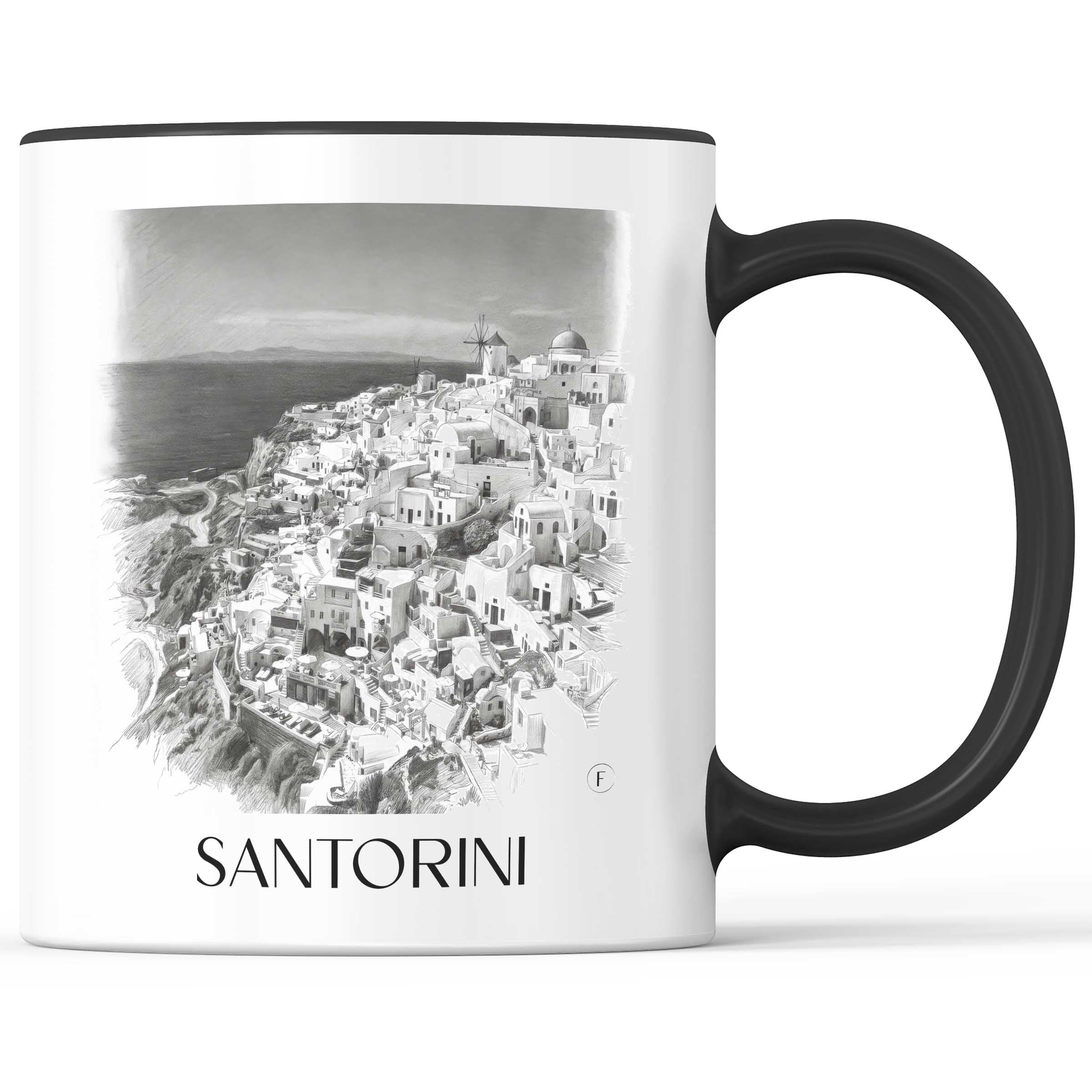 Santorin - Griechenland Becher - Kaffeetasse im Zeichnung Stil