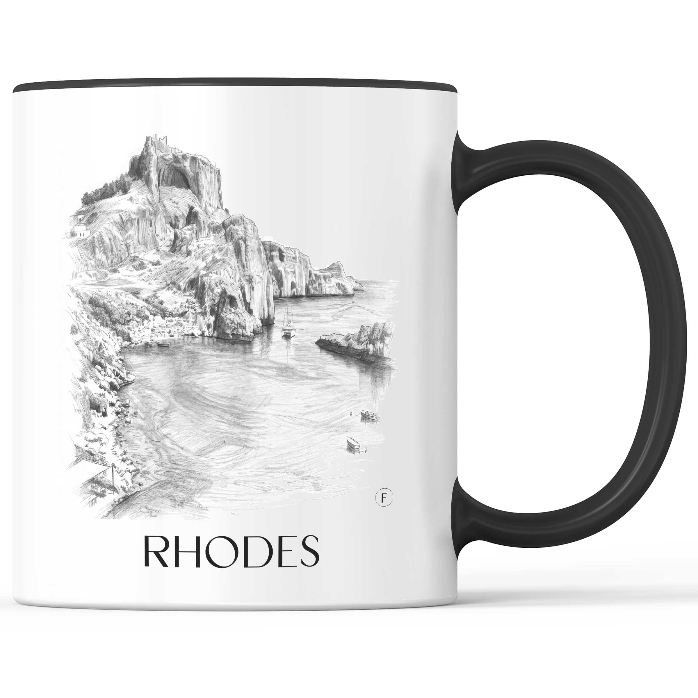 Rhodos - Griechenland Becher - Kaffeetasse im Zeichnung Stil