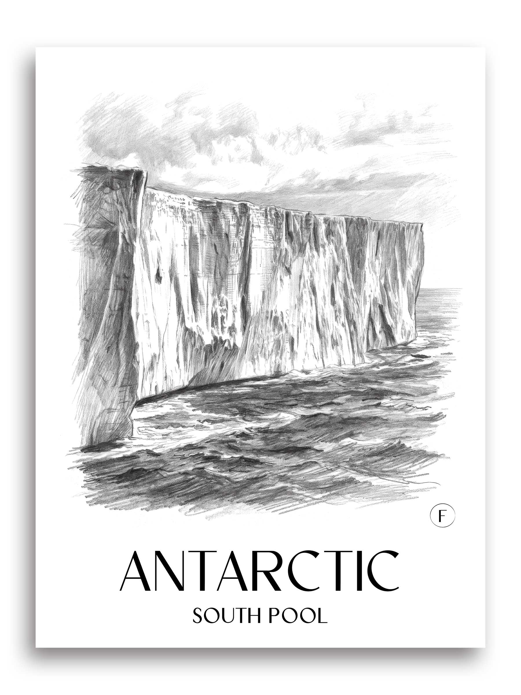 Antarktis Poster - - Südpol Kunstdruck - Zeichnung von A4 bis A1