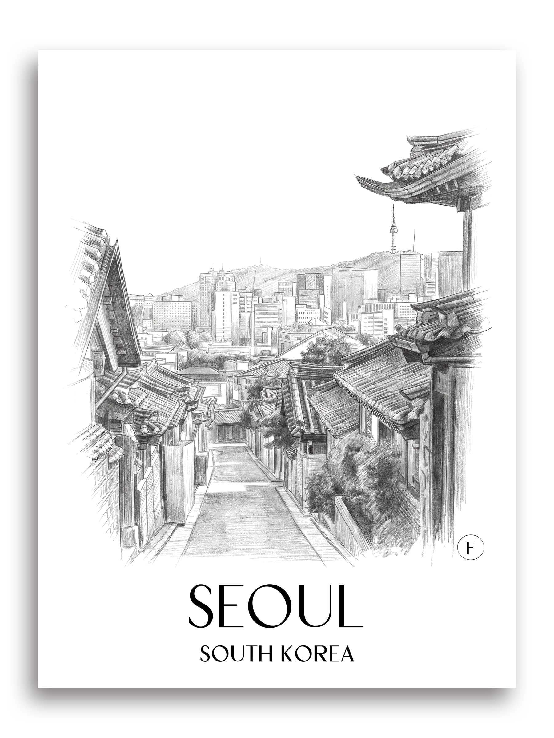 Seoul Poster - - Südkorea Kunstdruck - Zeichnung von A4 bis A1