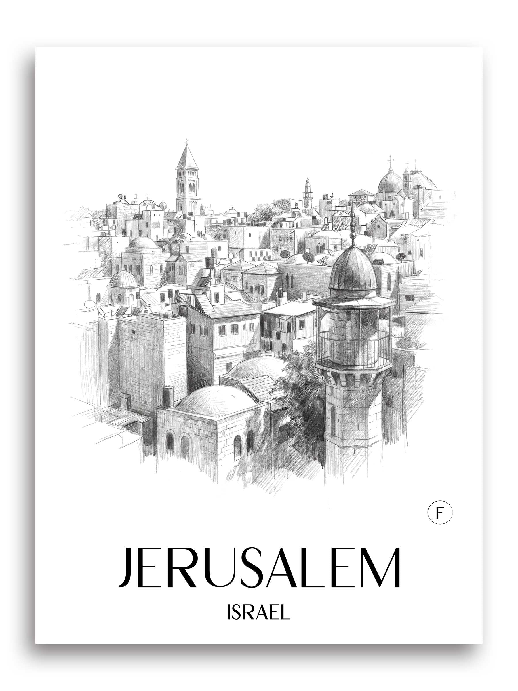 Jerusalem Poster - - Israel Kunstdruck - Zeichnung von A4 bis A1