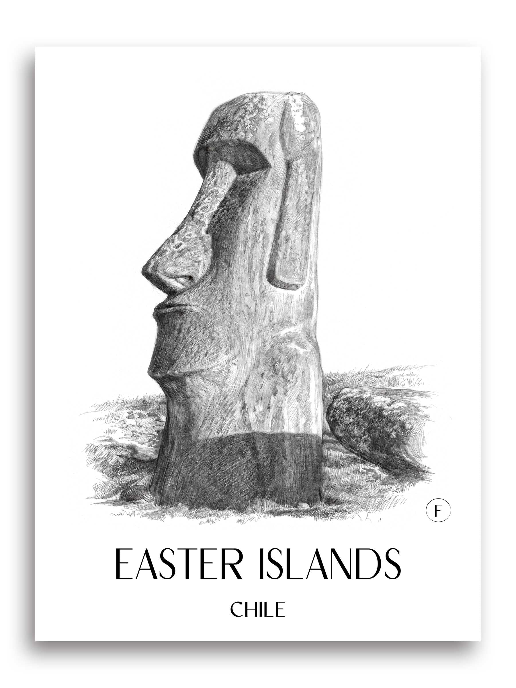 Oster Inseln Poster - - Chile Kunstdruck - Zeichnung von A4 bis A1