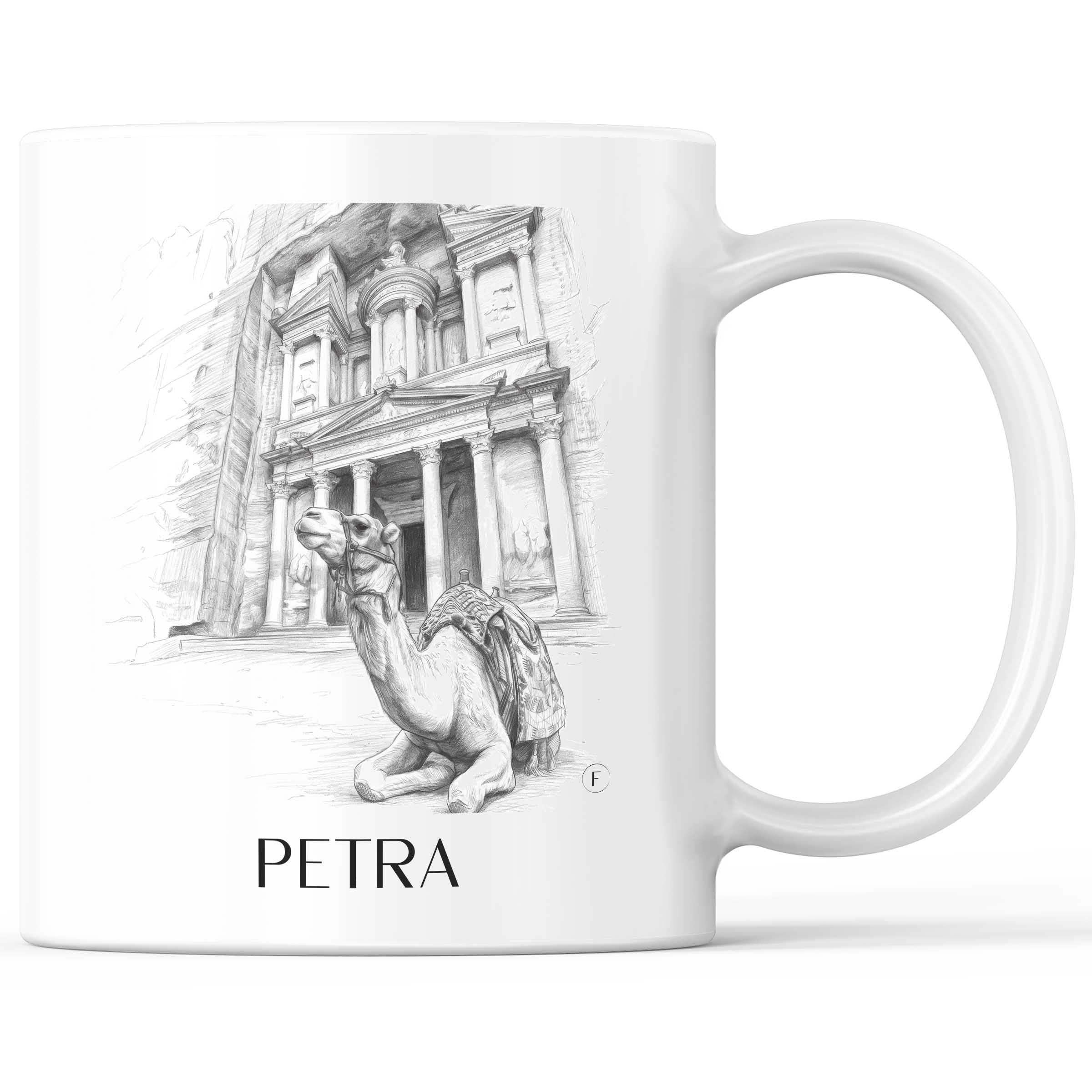 Petra, Jordanien - Jordanien Becher - Kaffeetasse im Zeichnung Stil