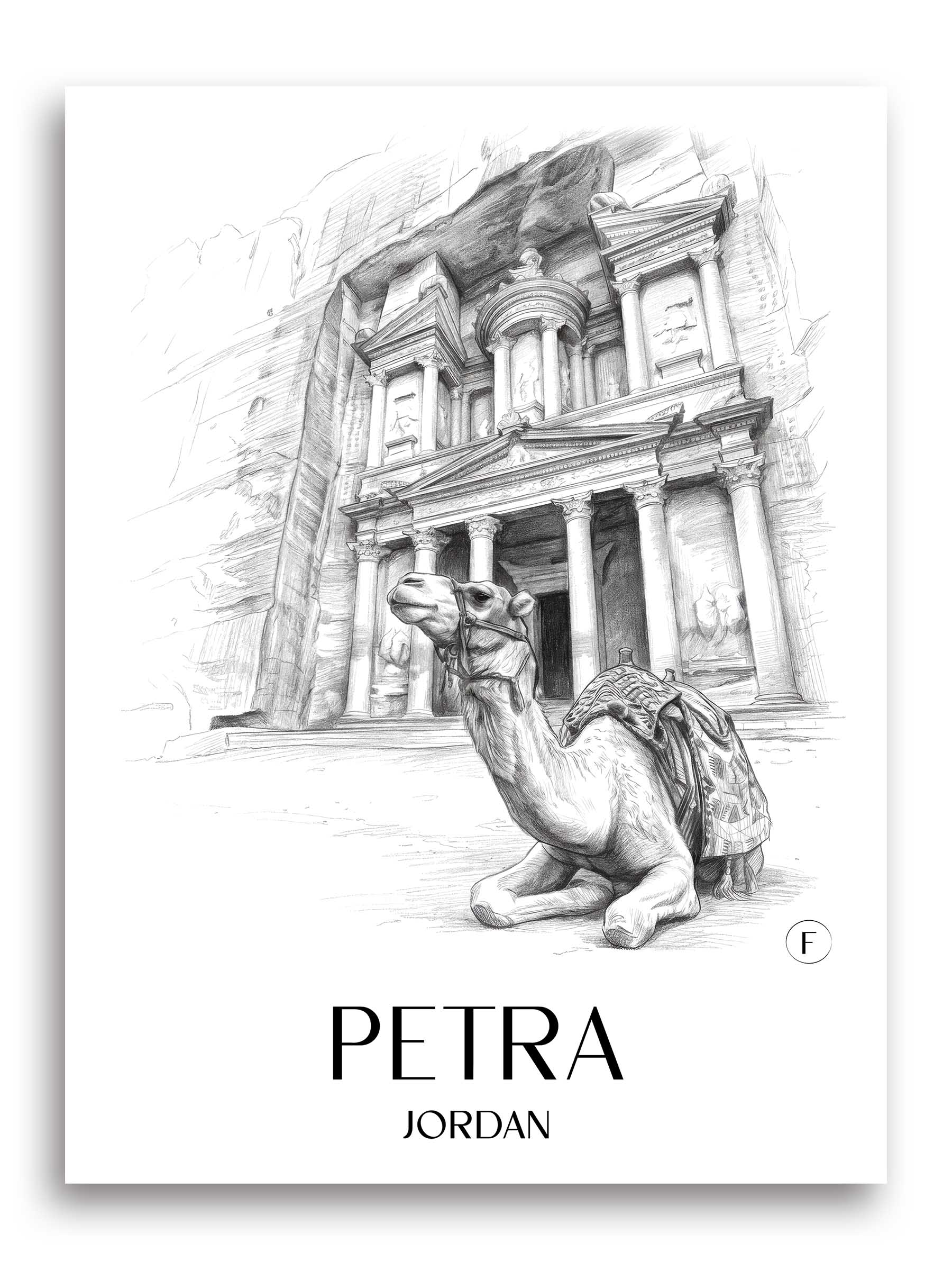 Petra, Jordanien Poster - - Jordanien Kunstdruck - Zeichnung von A4 bis A1