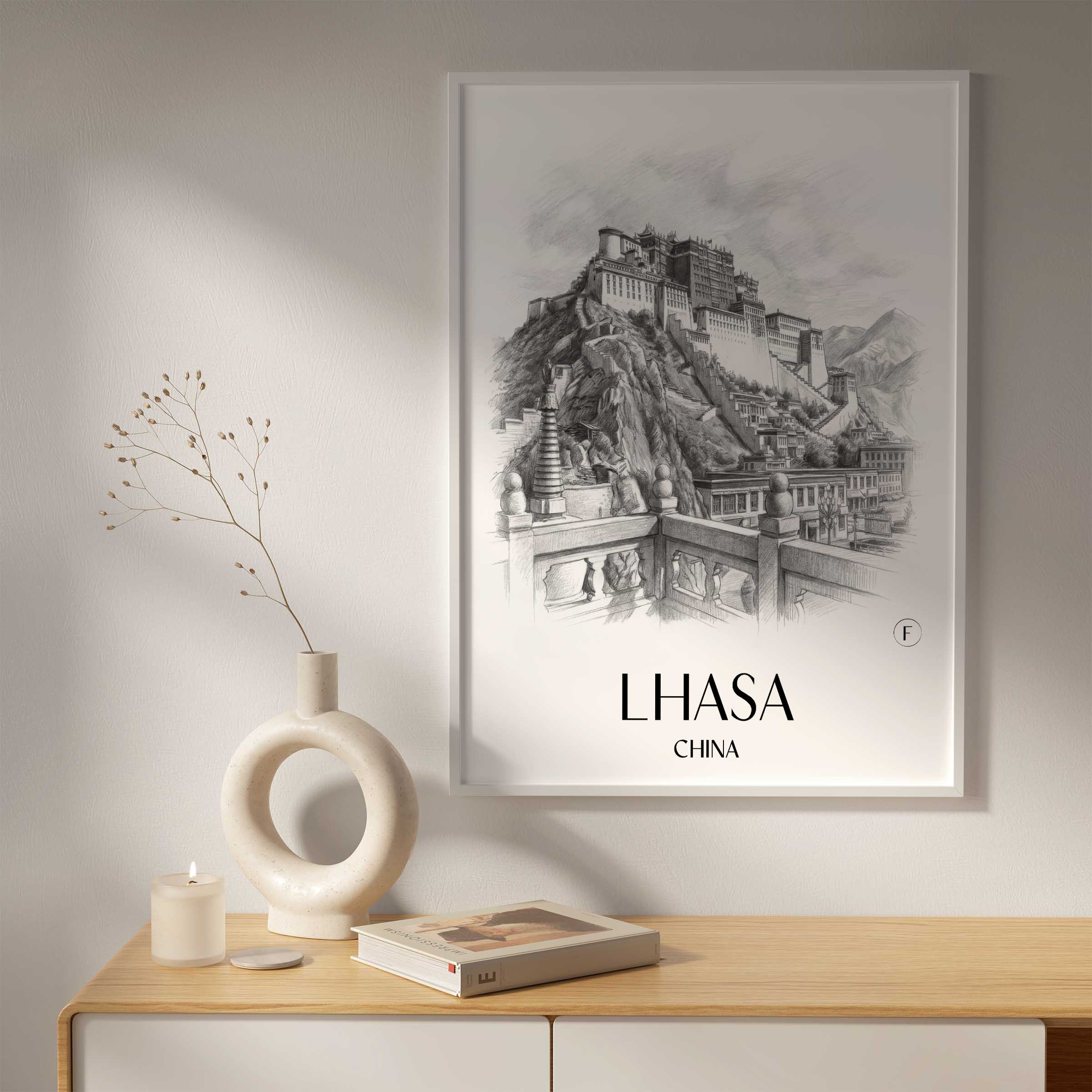 lhasa-china-poster-bleistift-zeichnung-drawing