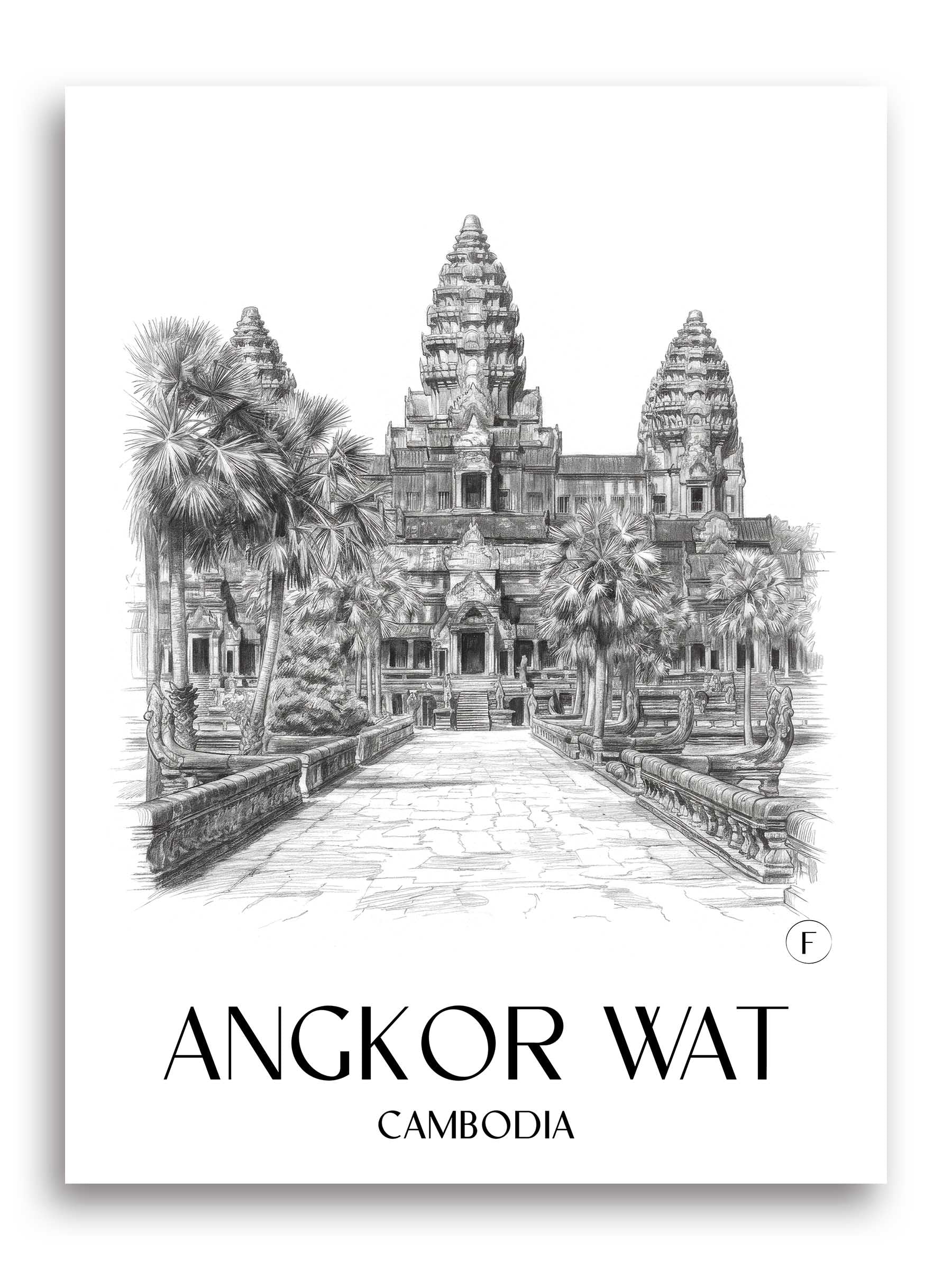 Angkor Wat Poster - - Kambodscha Kunstdruck - Zeichnung von A4 bis A1
