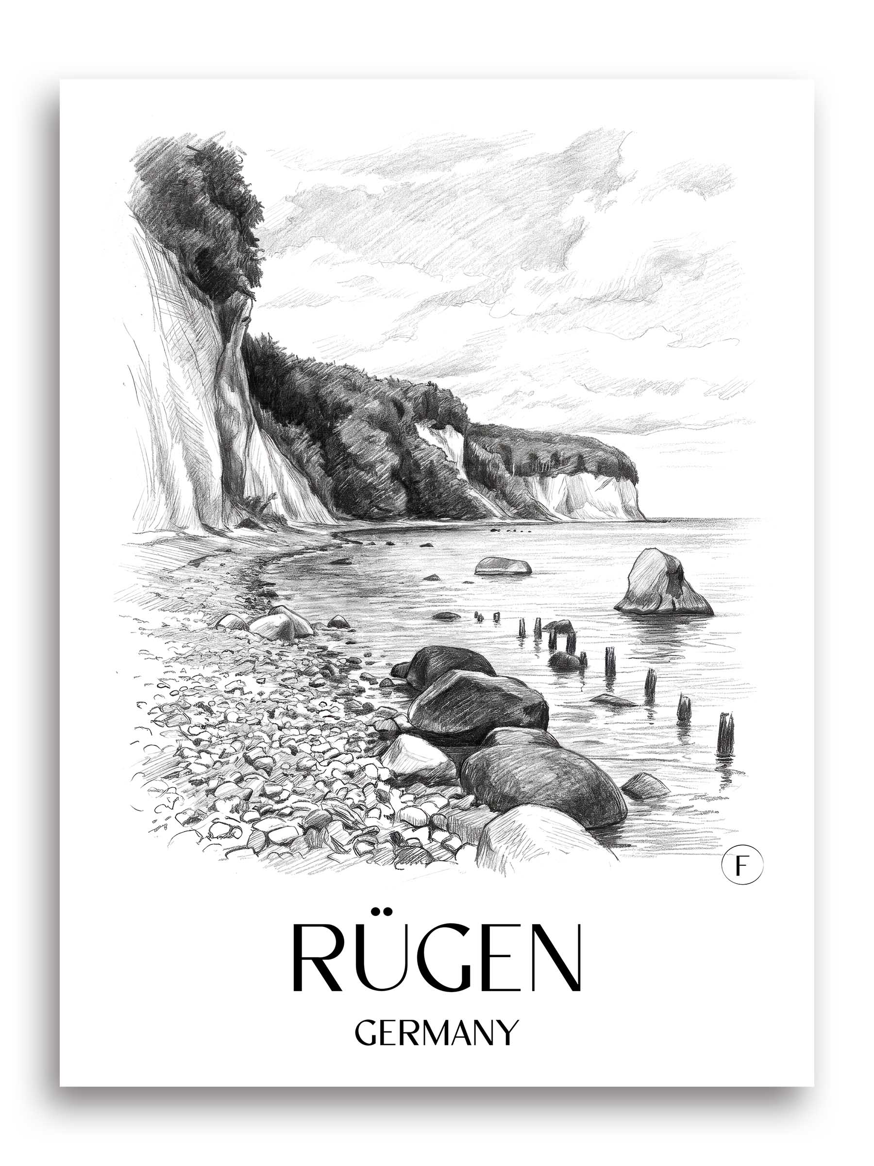 Rügen Poster - - Deutschland Kunstdruck - Zeichnung von A4 bis A1