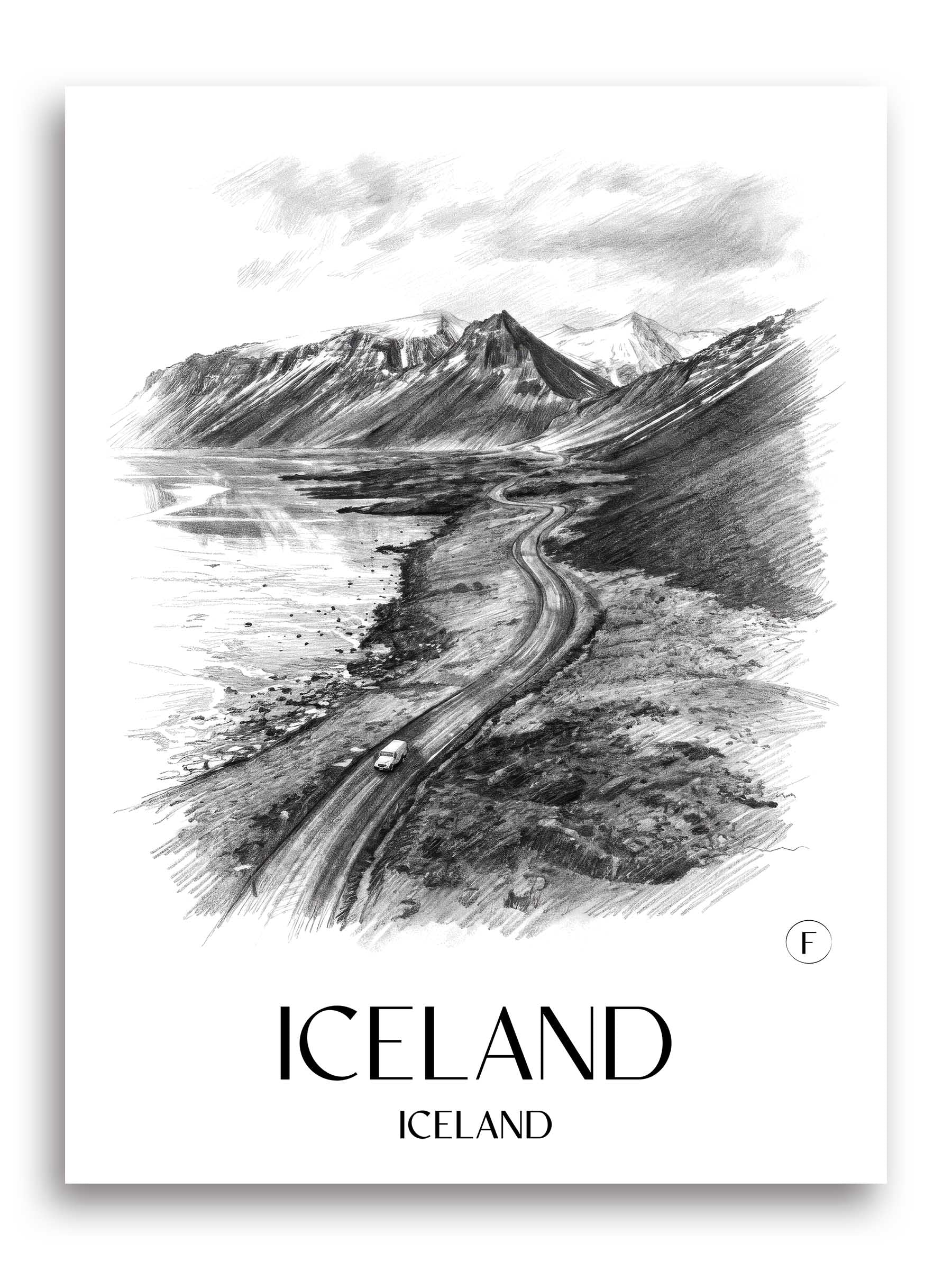 Island Poster - - Island Kunstdruck - Zeichnung von A4 bis A1