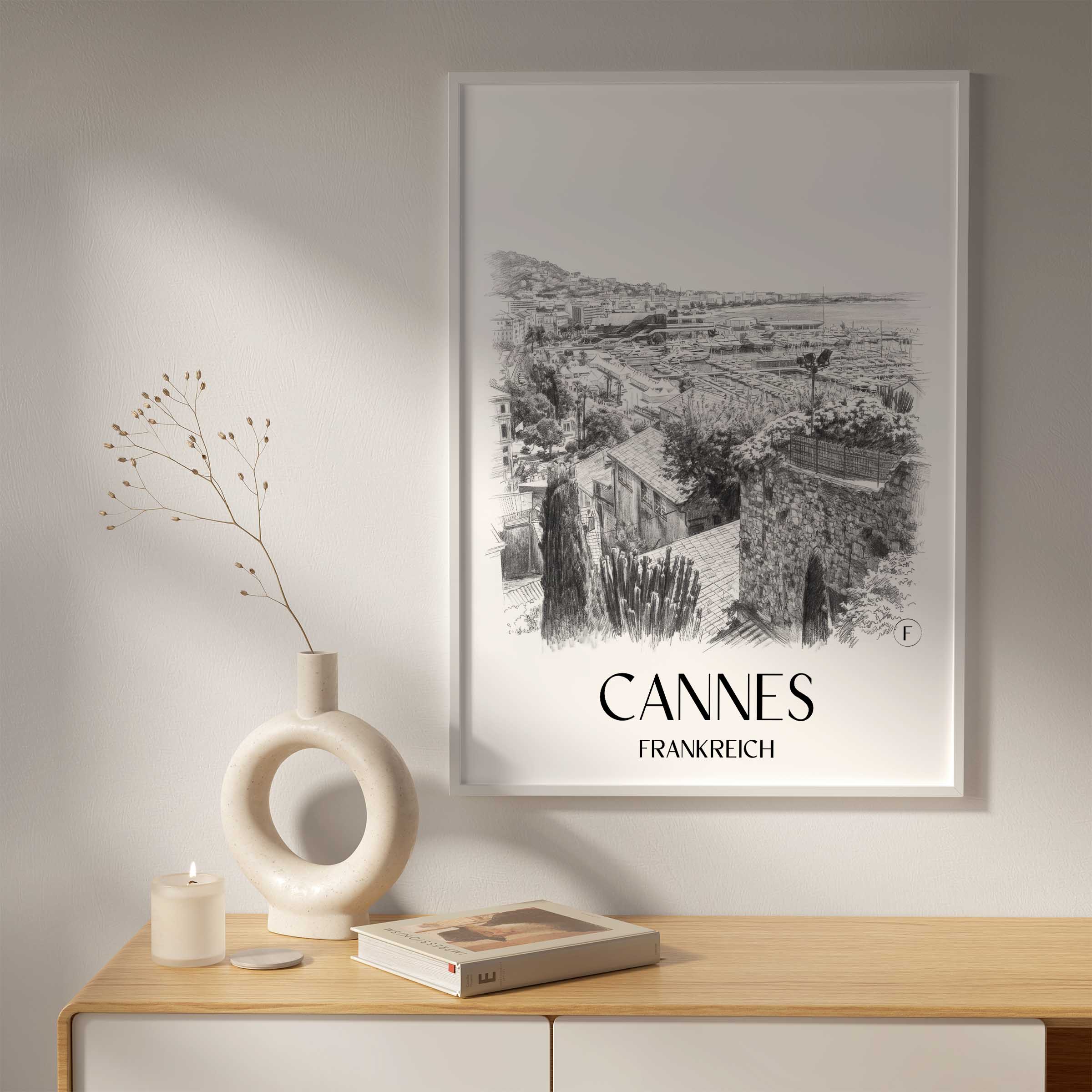 cannes-frankreich-poster-bleistift-zeichnung-drawing