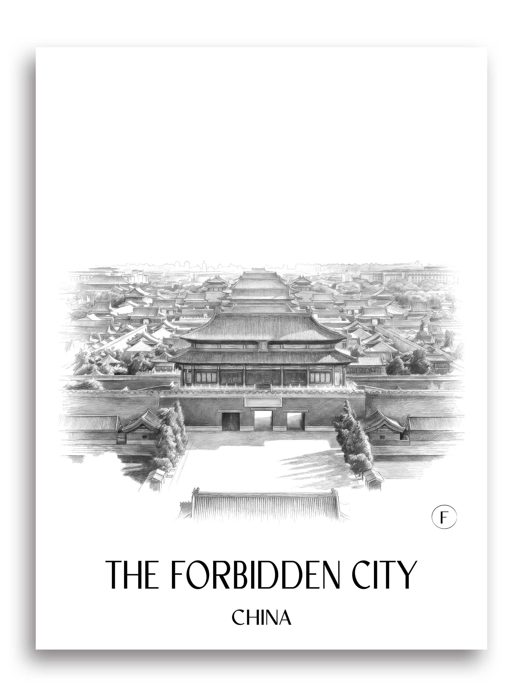 die verbotene Stadt Poster - - China Kunstdruck - Zeichnung von A4 bis A1
