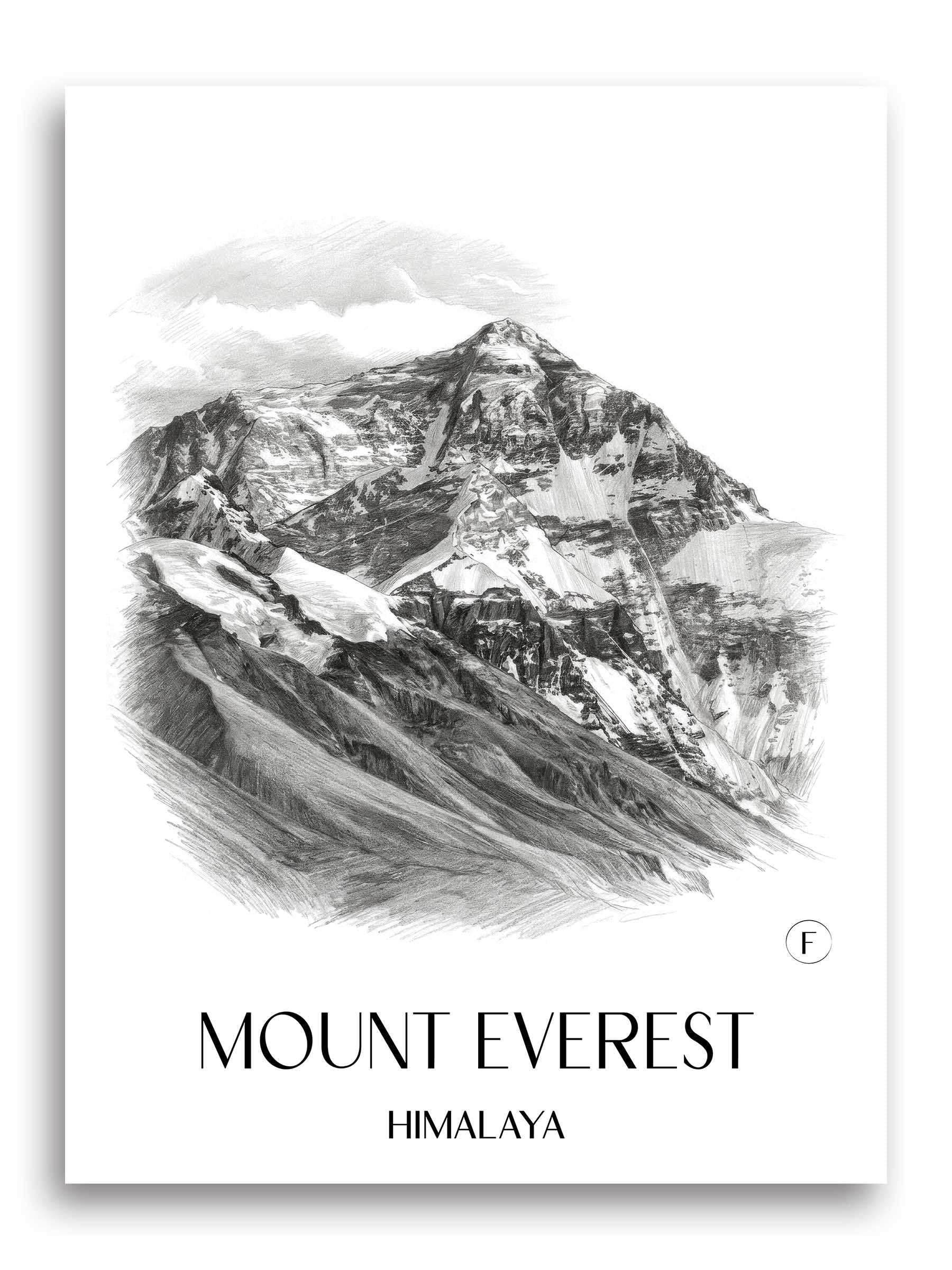 Mount Everest Poster - - Himalaya Kunstdruck - Zeichnung von A4 bis A1