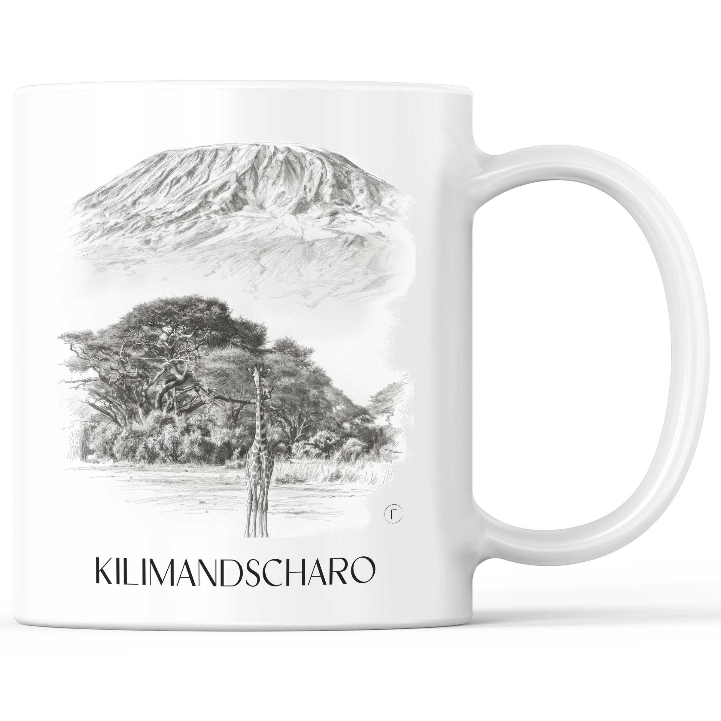 Kilimandscharo - Tansania Becher - Kaffeetasse im Zeichnung Stil