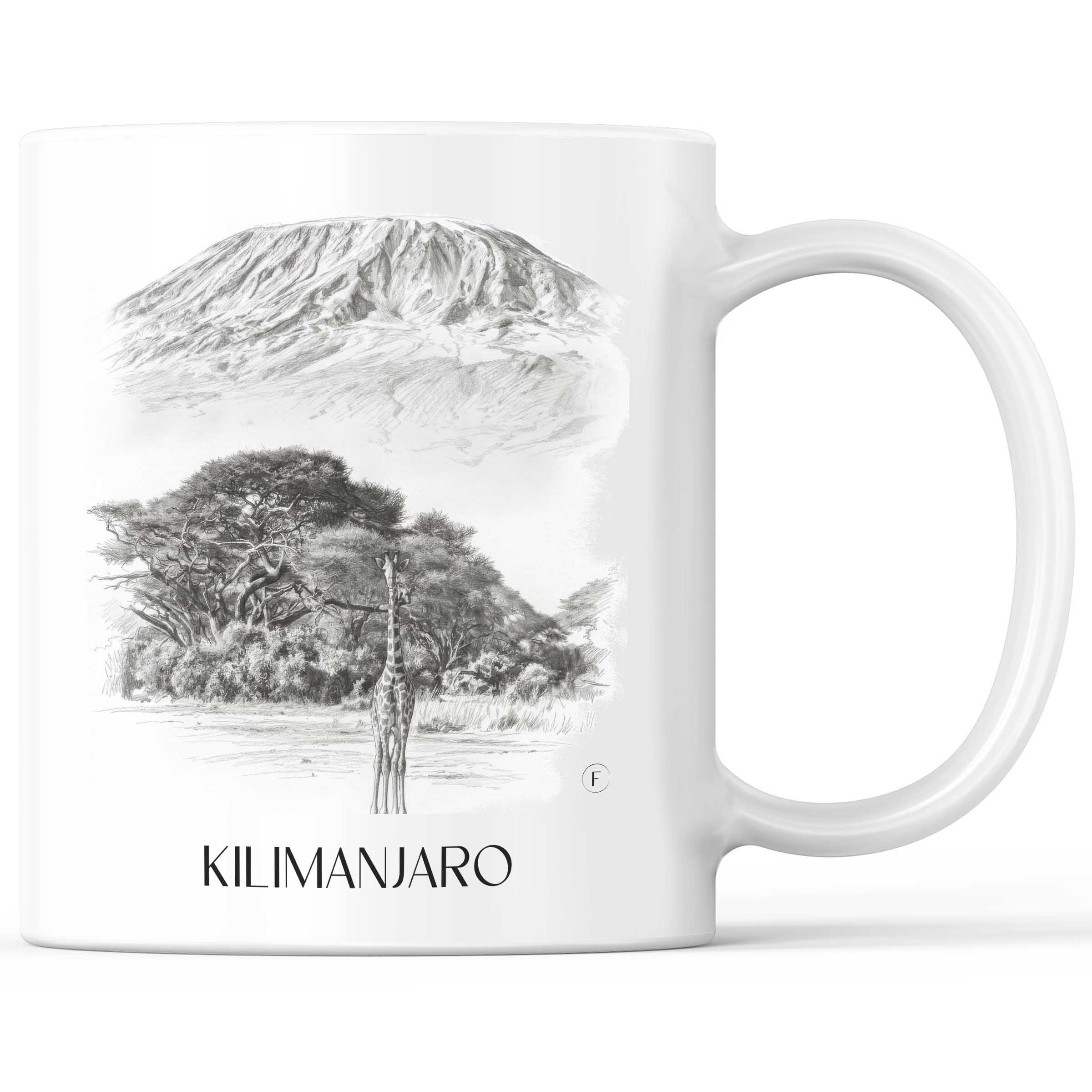 Kilimandscharo - Tansania Becher - Kaffeetasse im Zeichnung Stil