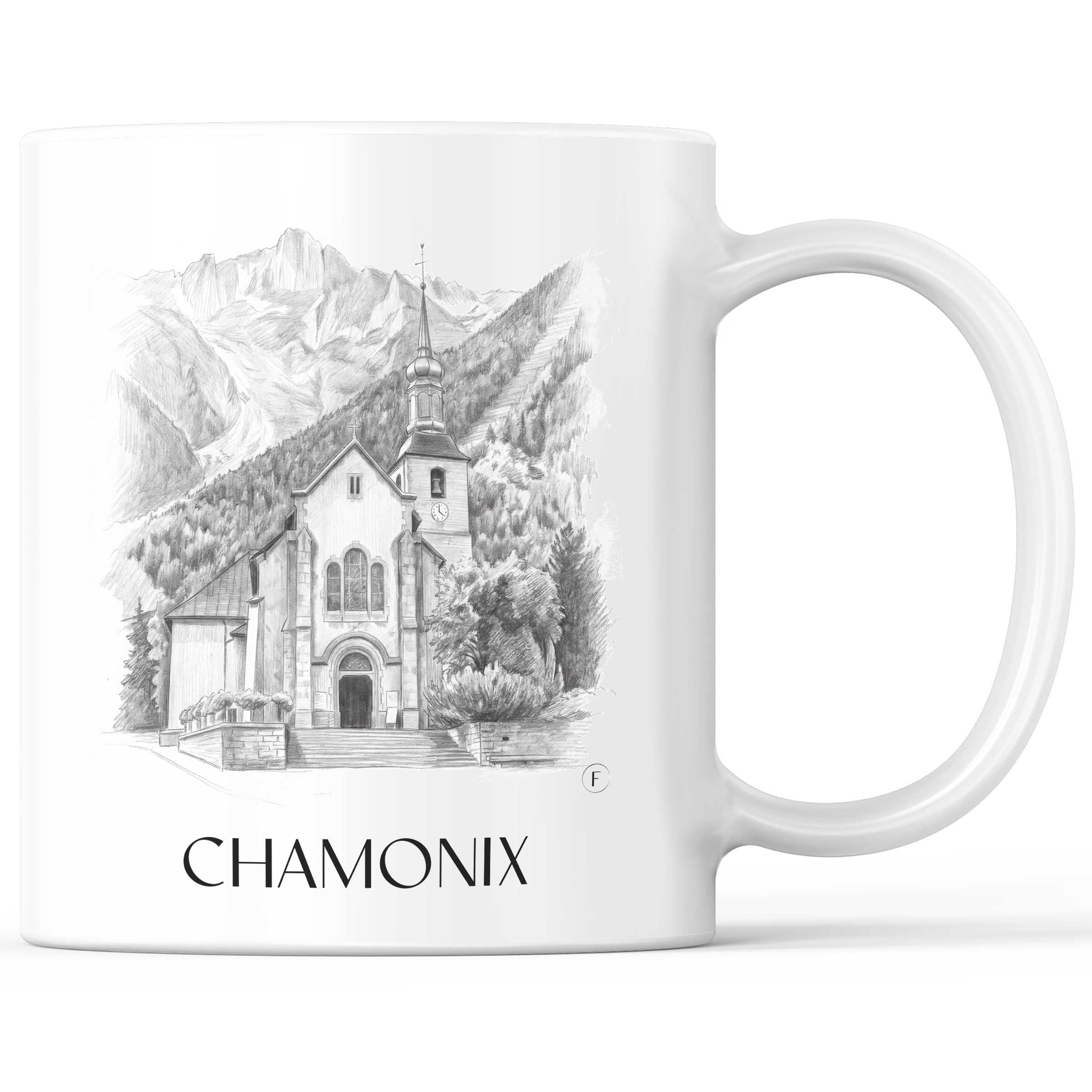 Chamonix - Frankreich Becher - Kaffeetasse im Zeichnung Stil