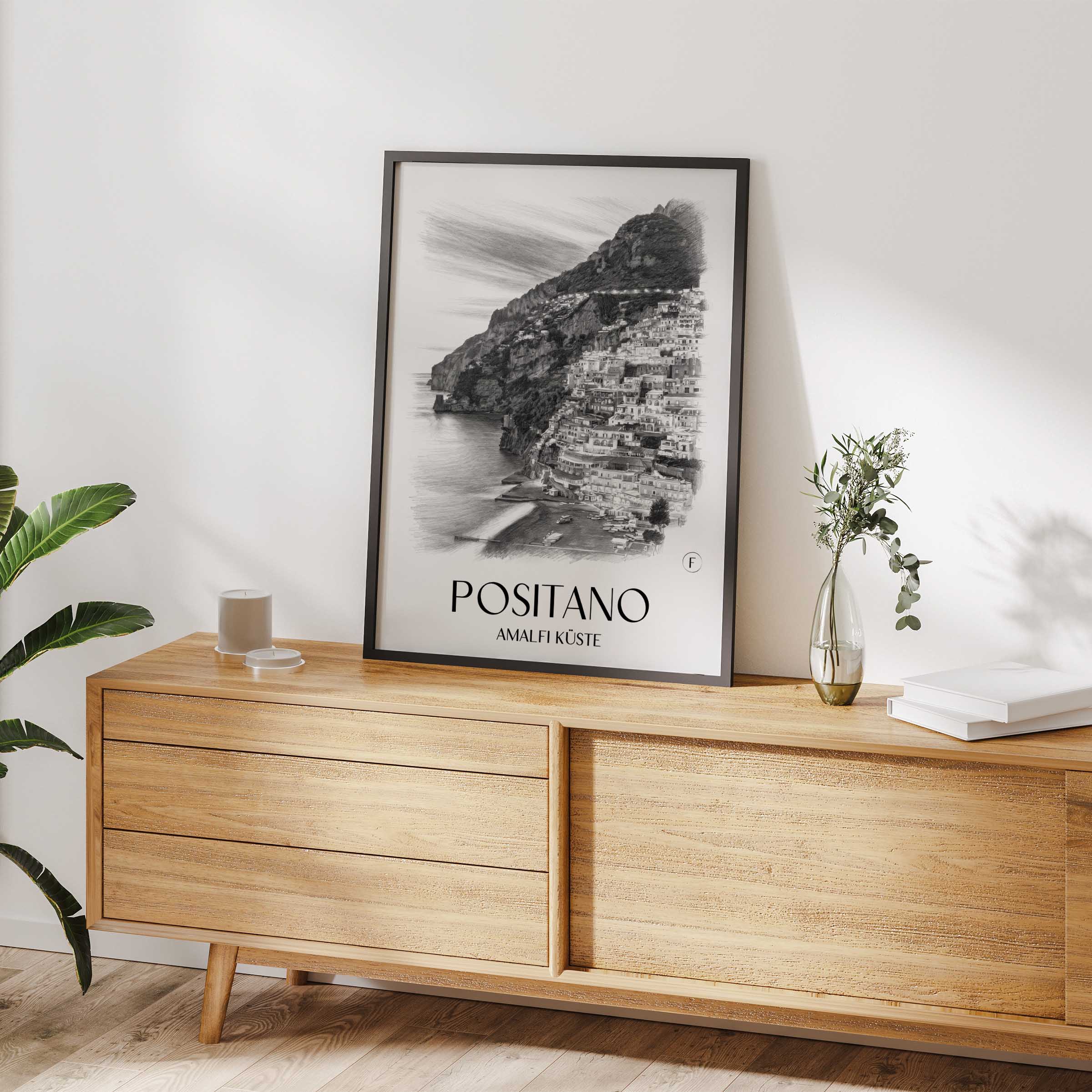 positano-amalfi-küste-italien-poster-bleistift-zeichnung-drawing